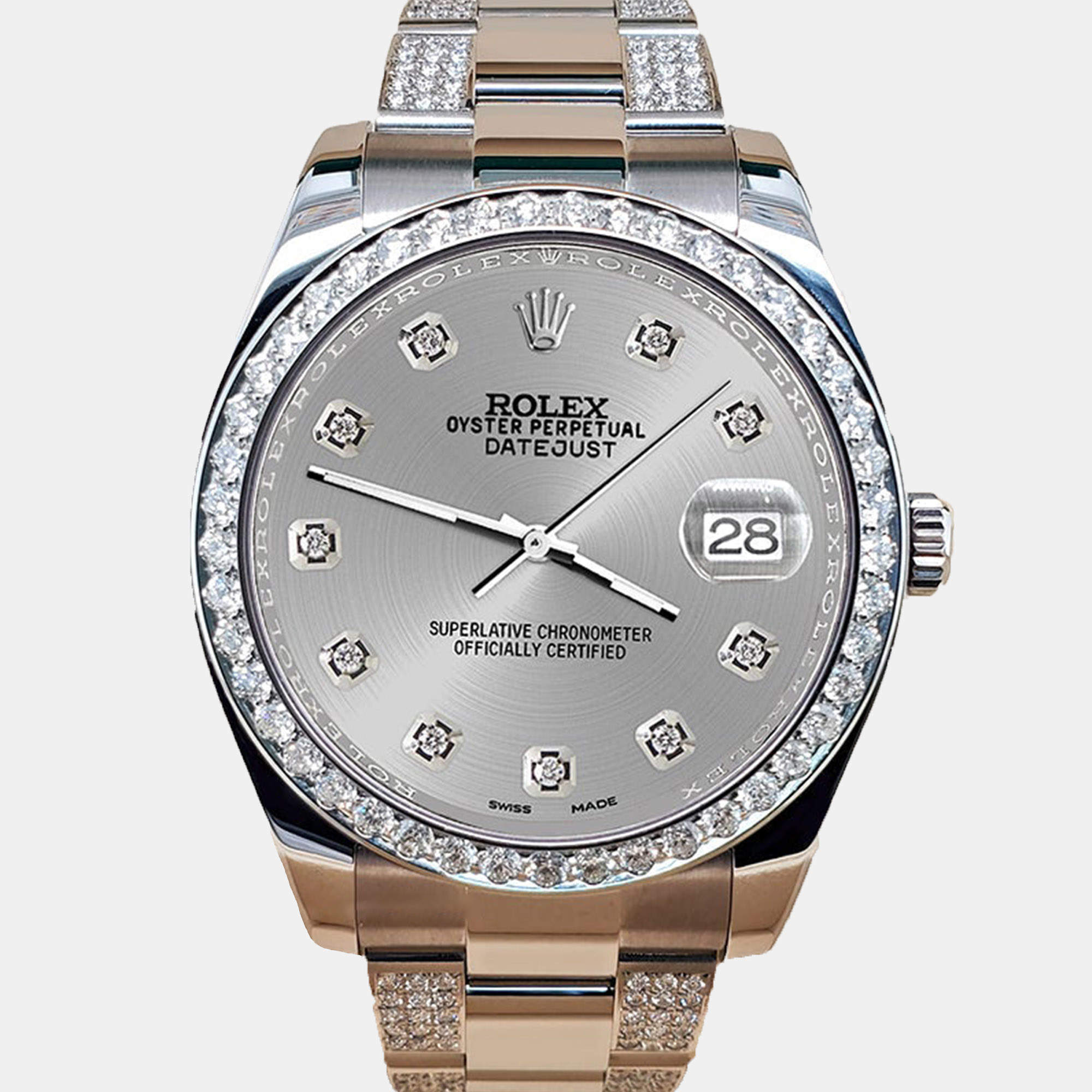 Rolex Custom 5ct Diamond Stainless Steel Datejust II 116300 Automatic Men's Wristwatch 41 mm
