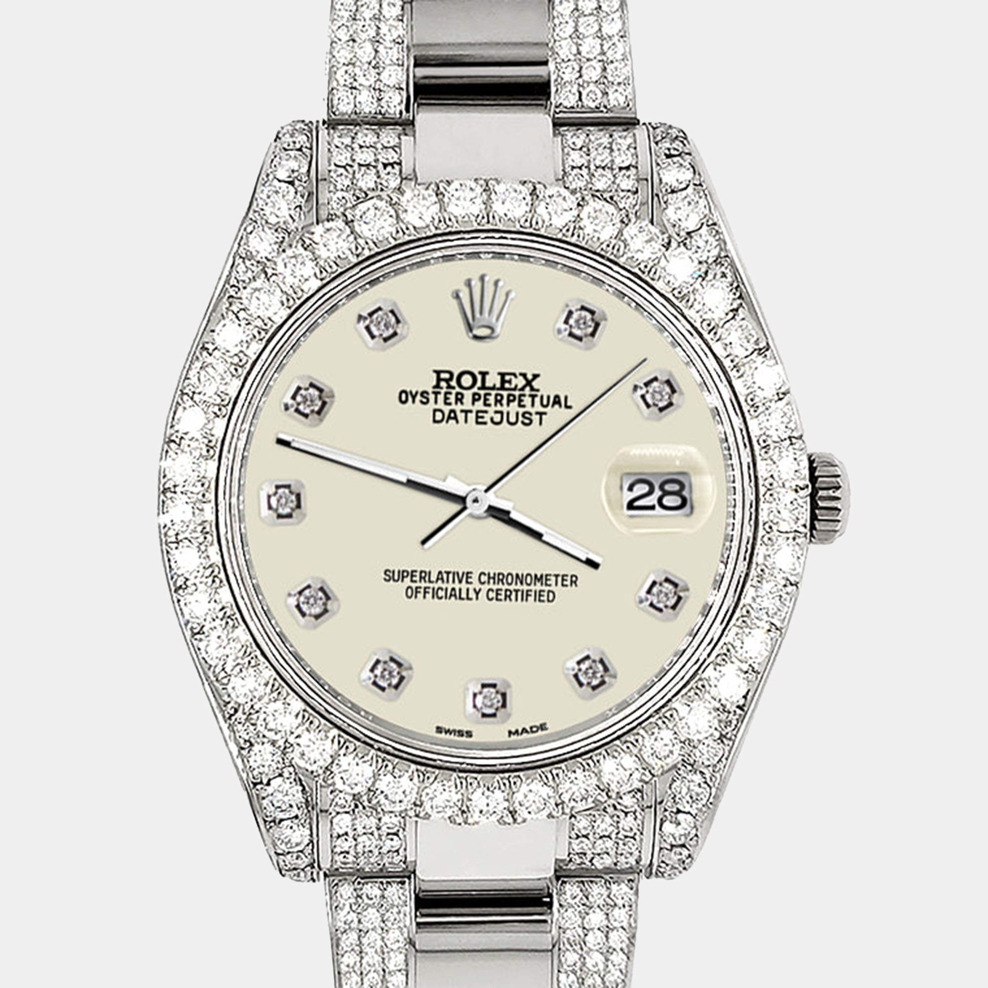 Rolex Custom 4.5ct Diamond Stainless Steel Datejust II 116300 Automatic Men's Wristwatch 41 mm