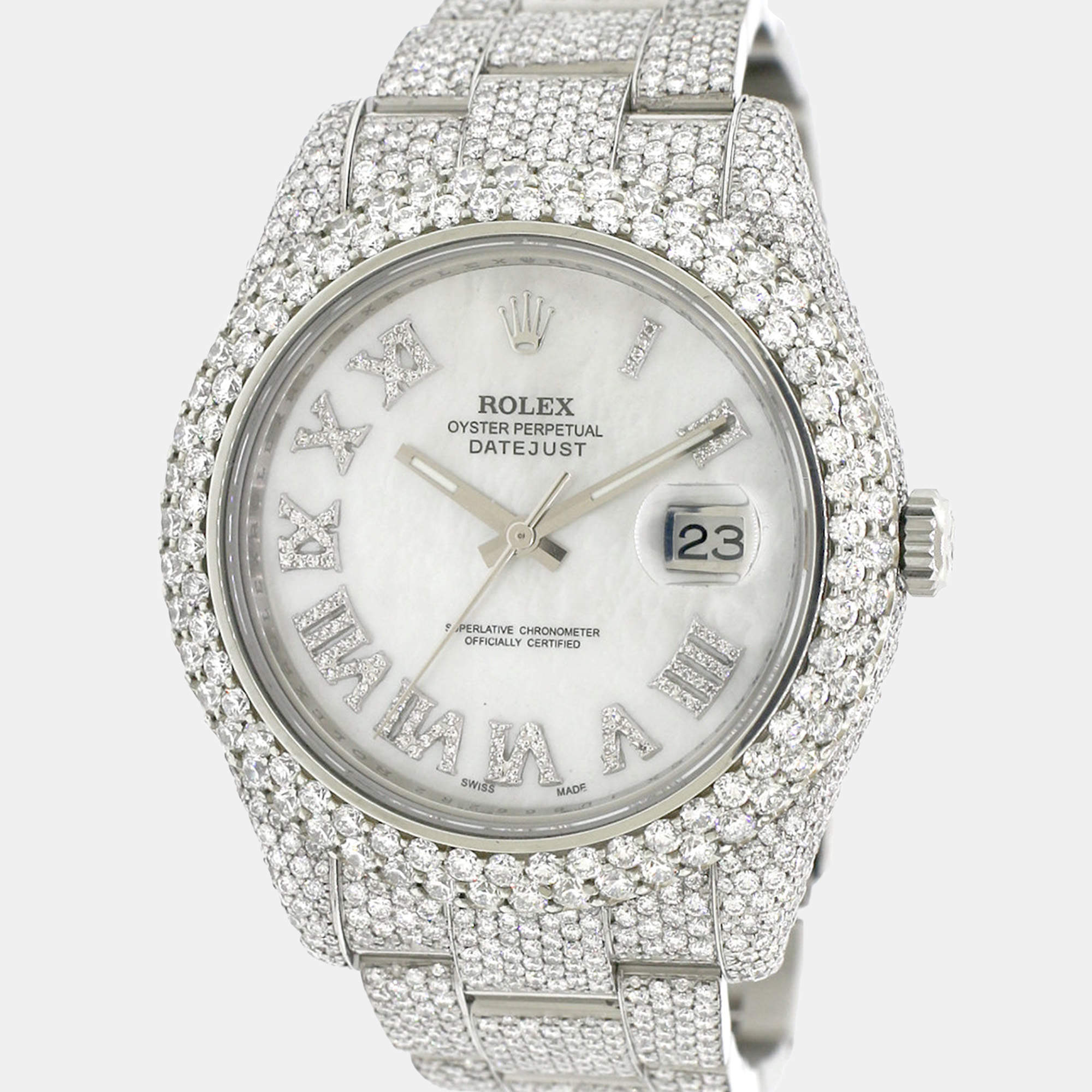 Rolex Custom  MOP 19.8CT Diamond Stainless Steel Datejust II  Automatic Men's Wristwatch 41MM