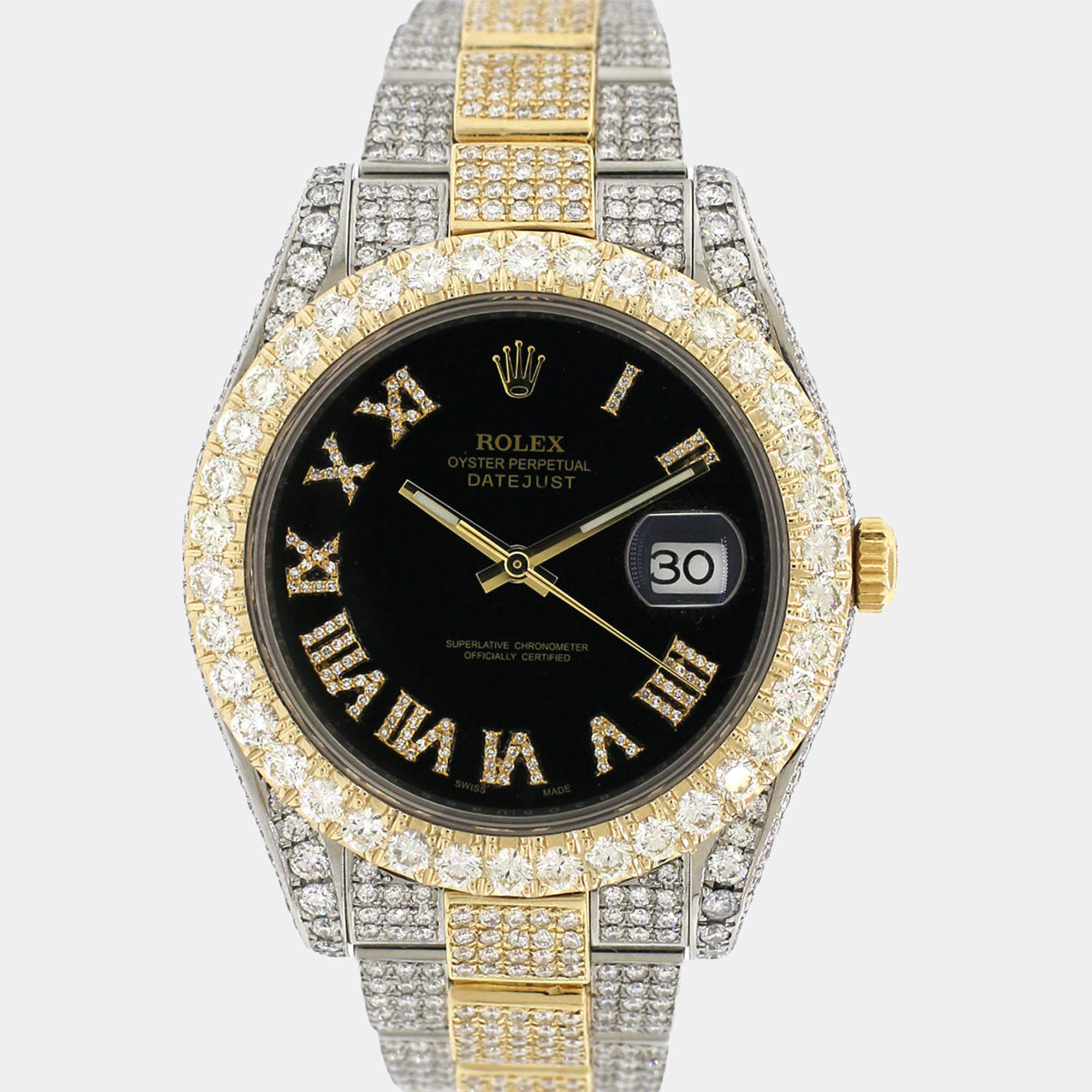 Rolex Custom  15.2CT Diamond 18K Yellow Gold Stainless Steel Datejust II 116333 Automatic Men's Wristwatch 41MM