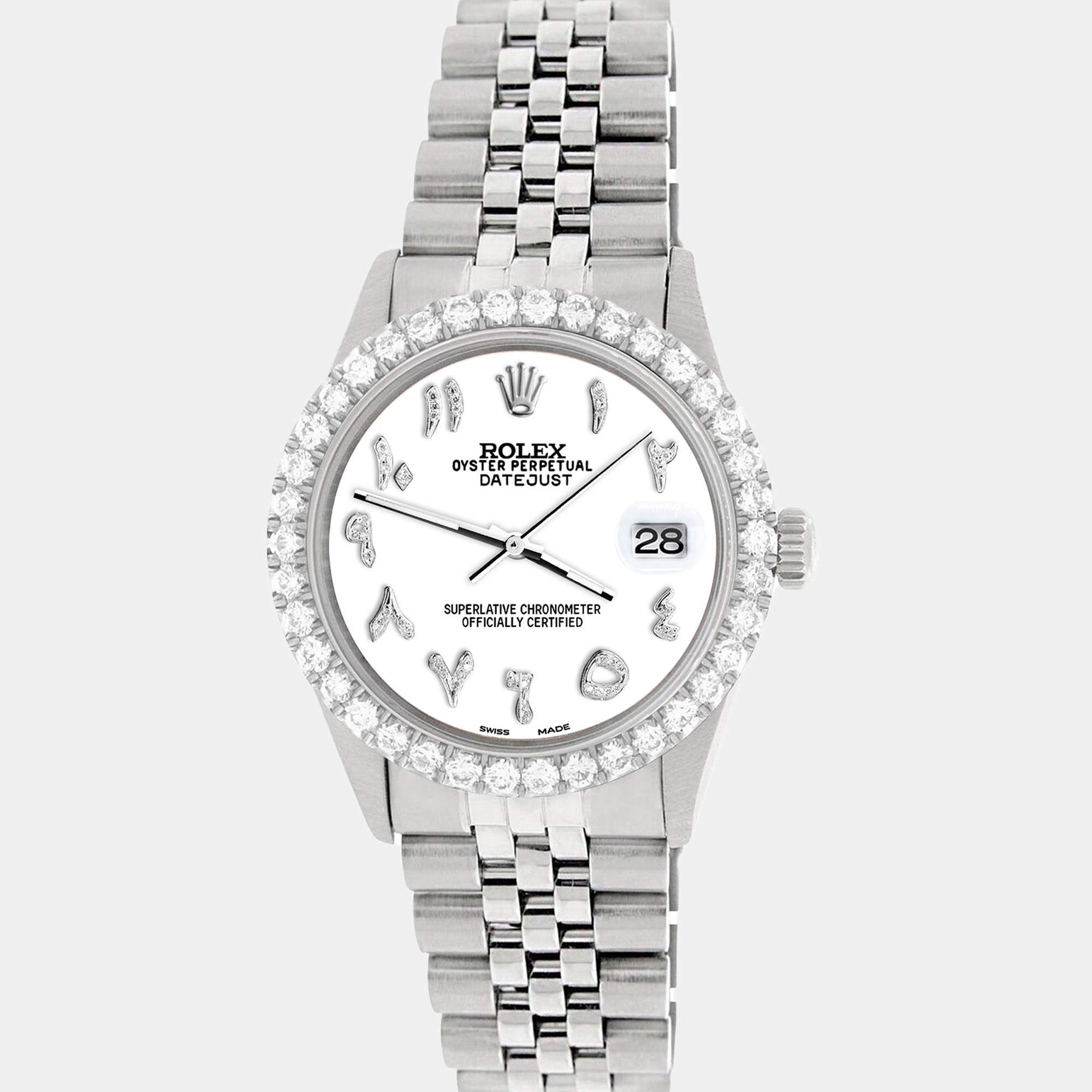 Rolex Custom White 3.35CT Diamond Stainless Steel Datejust  Automatic Men's Wristwatch 36MM