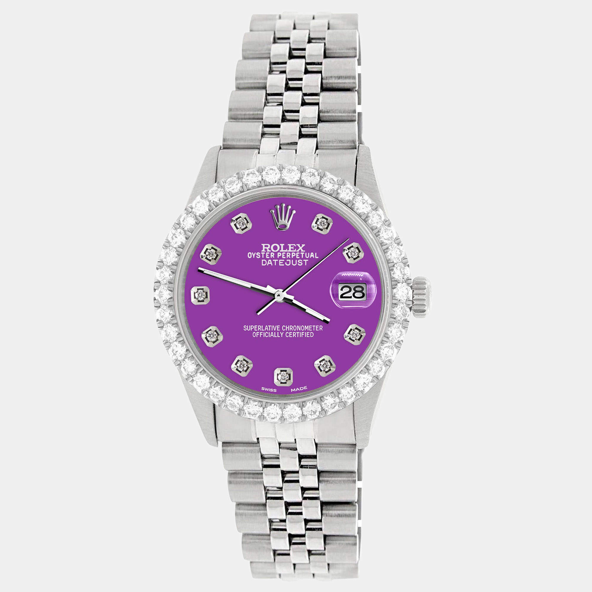 Rolex Custom Sangria 3.05CT Diamond Stainless Steel Datejust  Automatic Men's Wristwatch 36MM