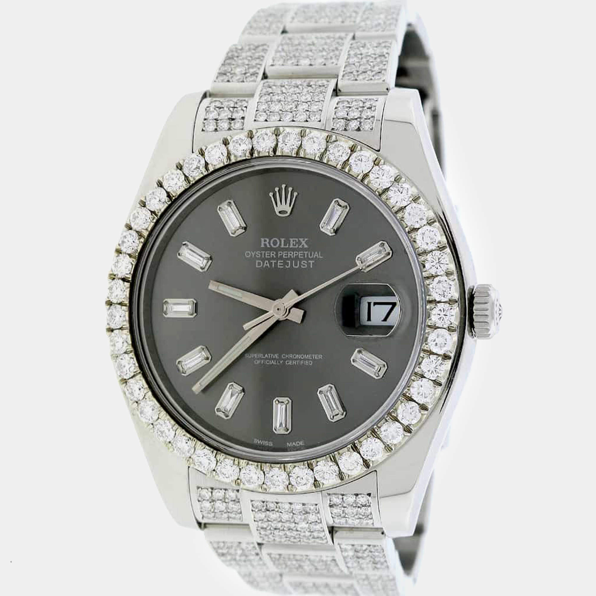 Rolex Customised  9.4CT Diamond Stainless Steel Datejust II 116300 Automatic Men's Wristwatch 41mm