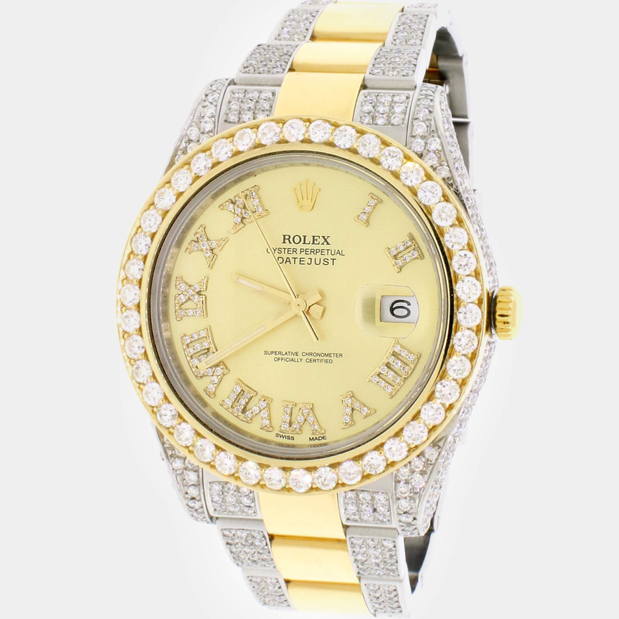 Rolex Customised  Diamond 18K Yellow Gold Stainless Steel Datejust II 116333 Automatic Men's Wristwatch 41MM