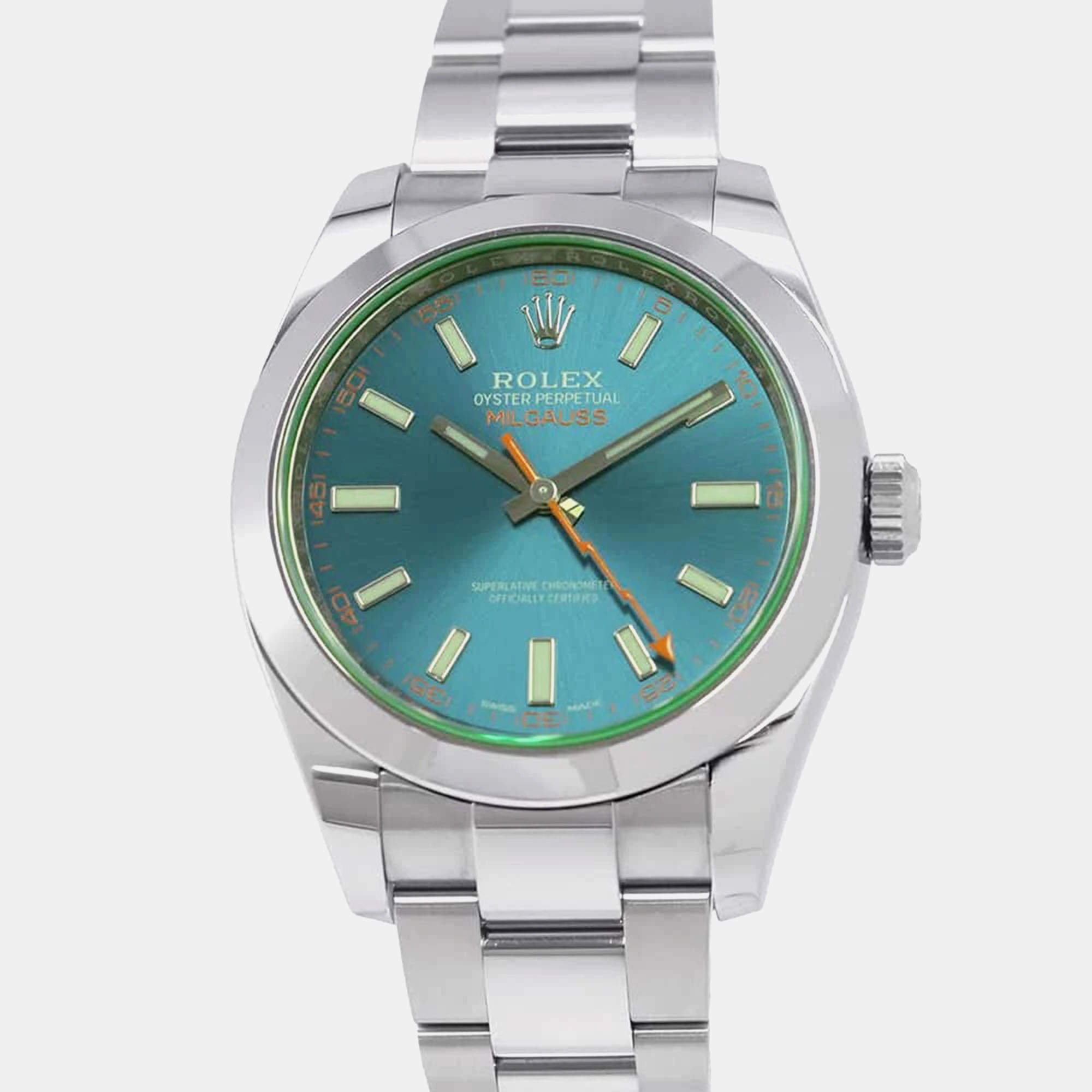 Rolex Blue Stainless Steel Milgauss 116400GV Automatic Men's Wristwatch 40 mm