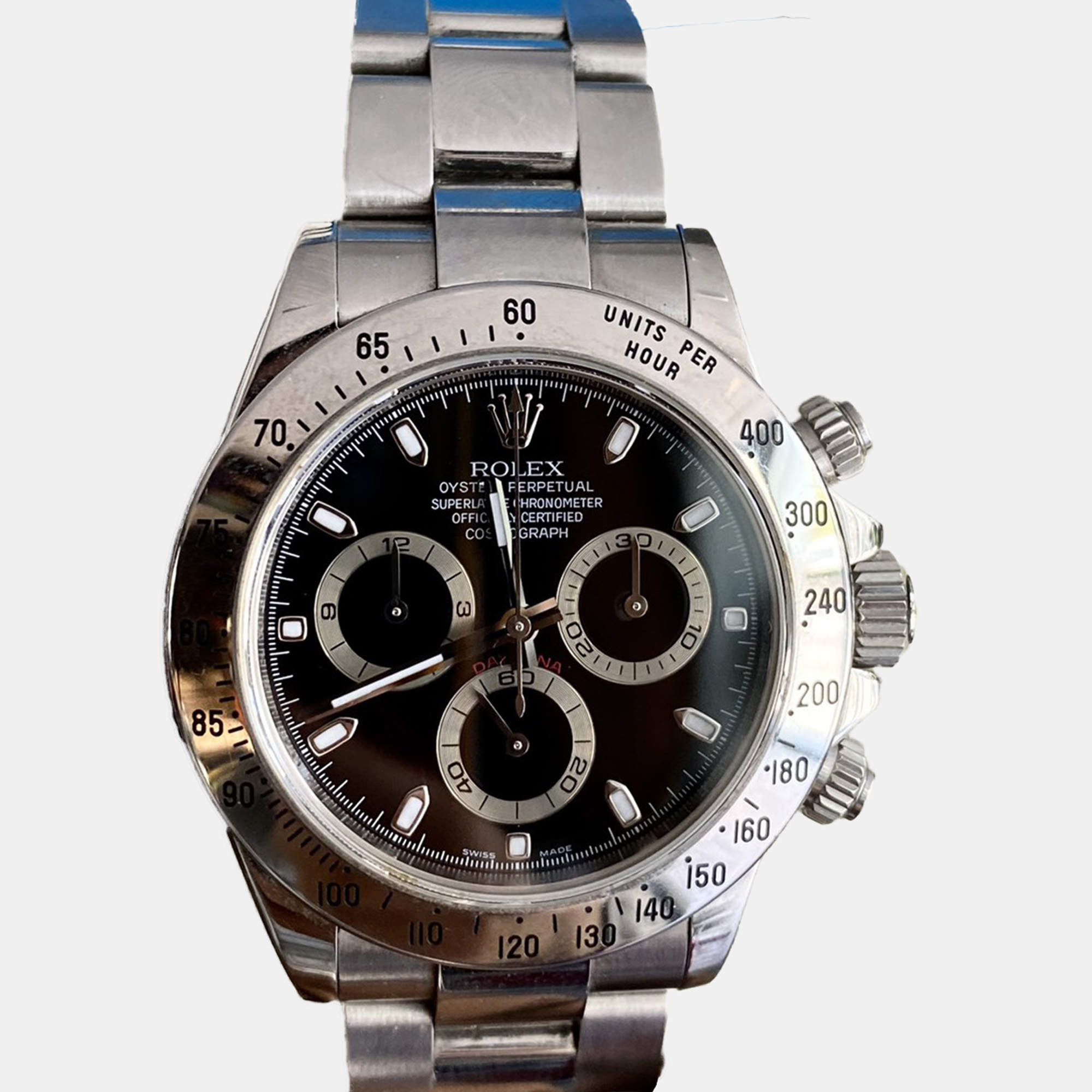 Rolex Black Stainless Steel Cosmograph Daytona 116520 Automatic Men's Wristwatch 40 mm