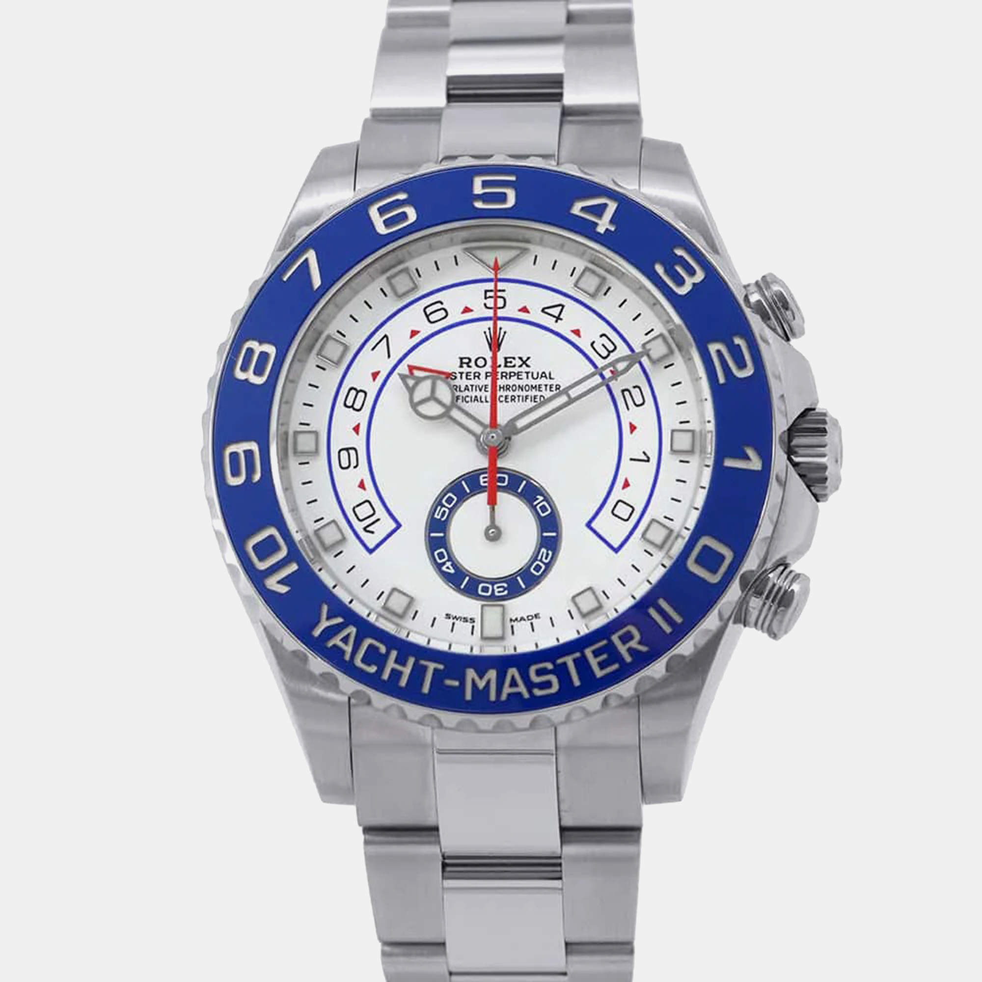 Rolex White Stainless Steel Yacht-Master II 116680 Automatic Men's Wristwatch 44 mm