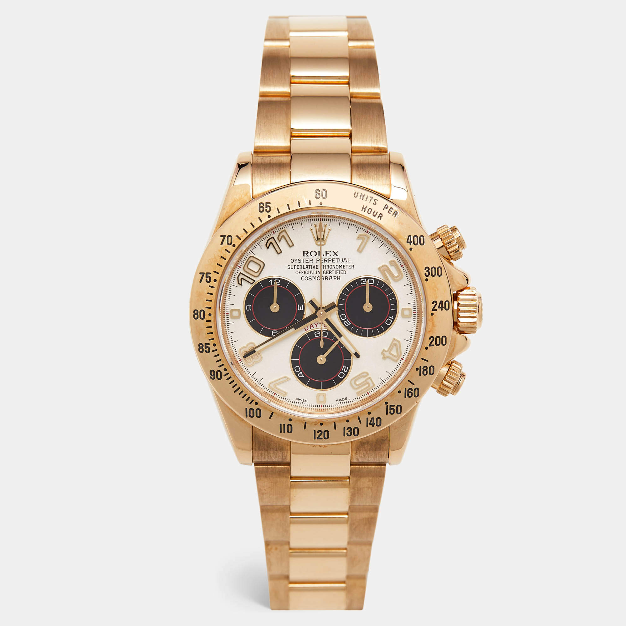 Rolex Ivory 18K Yellow Gold Cosmograph Daytona 116528-Men's Wristwatch 40 mm