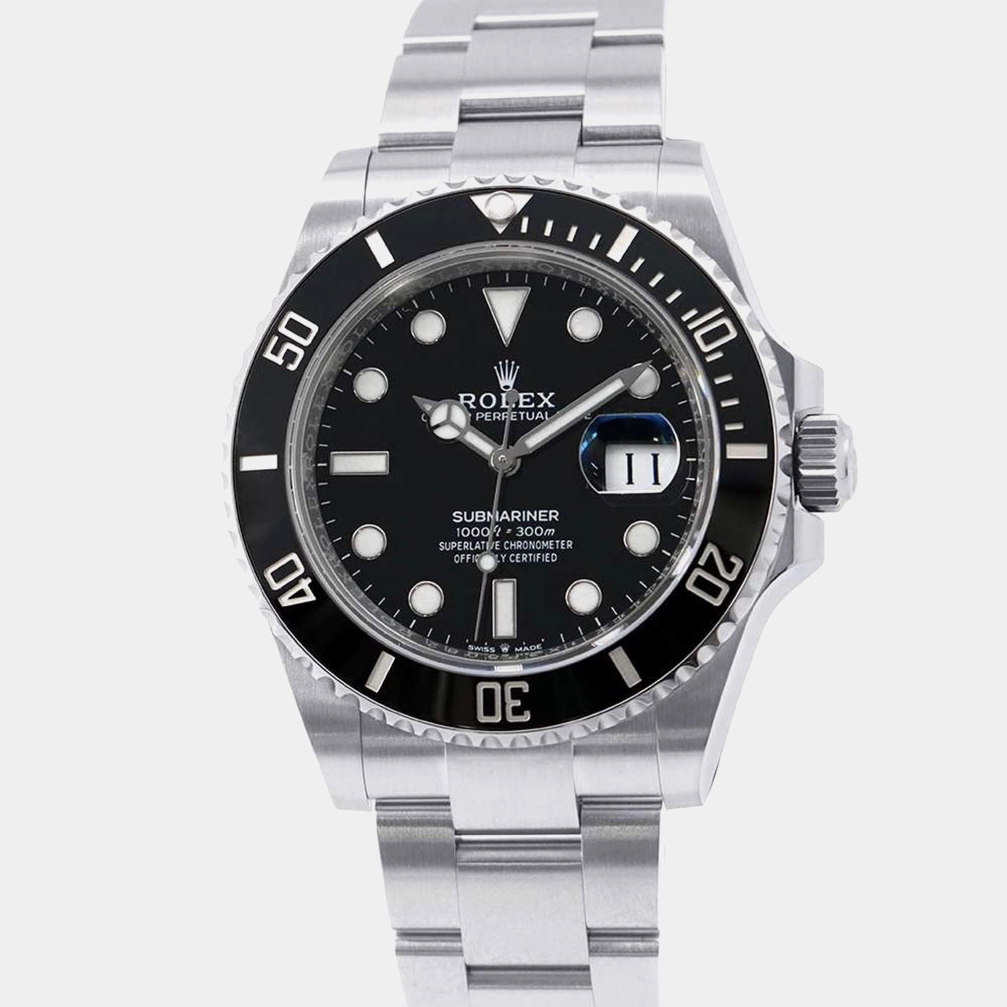 Rolex Black Stainless Steel Submariner 126610LN Automatic Men's Wristwatch 41 mm