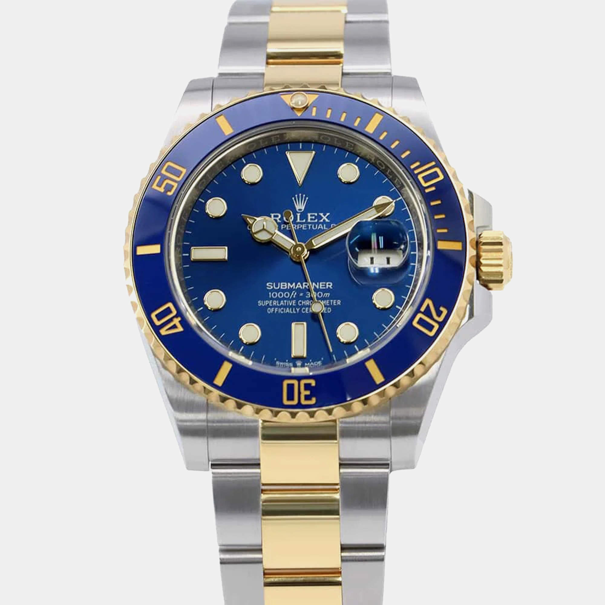 Rolex Blue 18k Yellow Gold Stainless Steel Submariner 126613LB Automatic Men's Wristwatch 41 mm