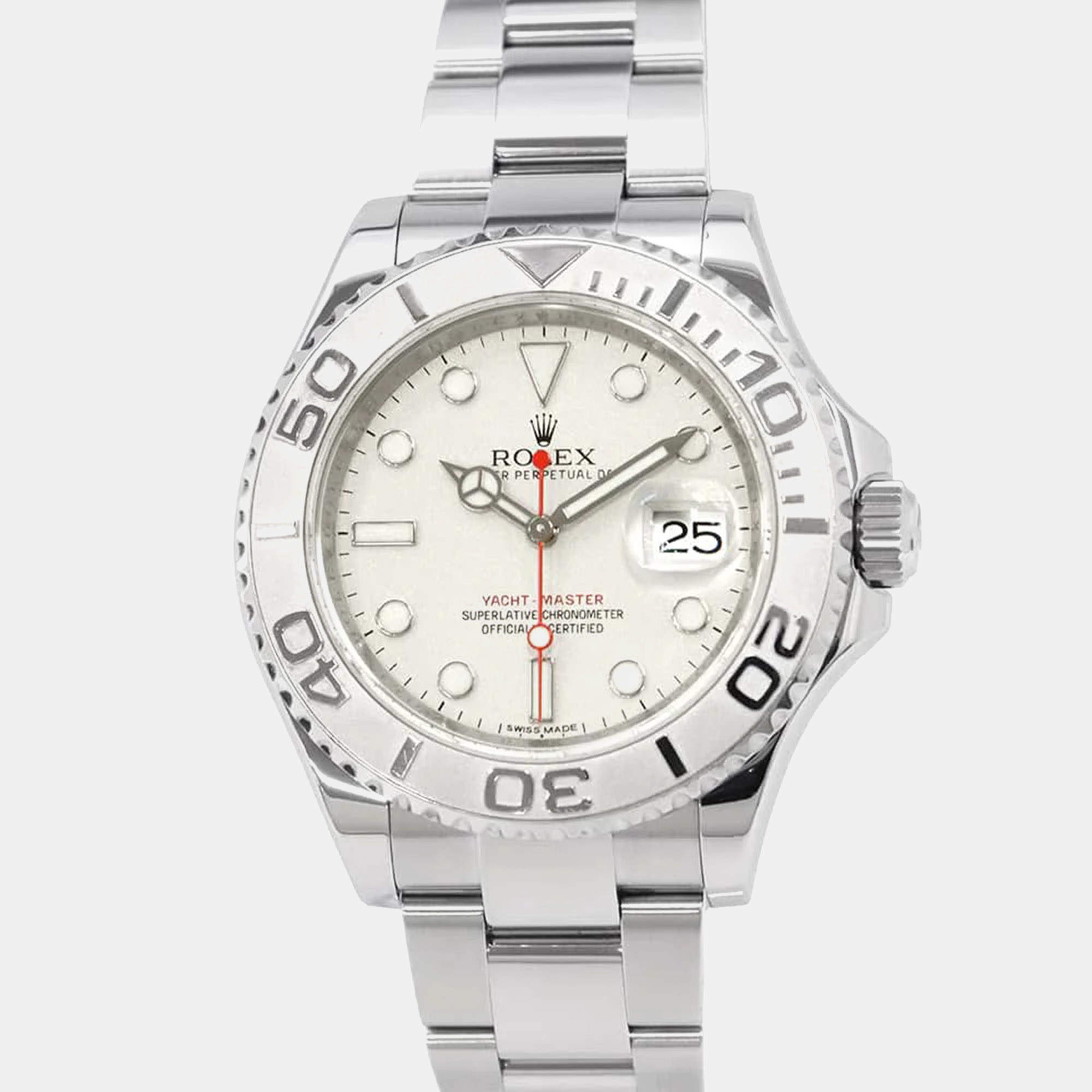 Rolex Silver Stainless Steel Yacht-Master Automatic Men's Wristwatch 40 mm
