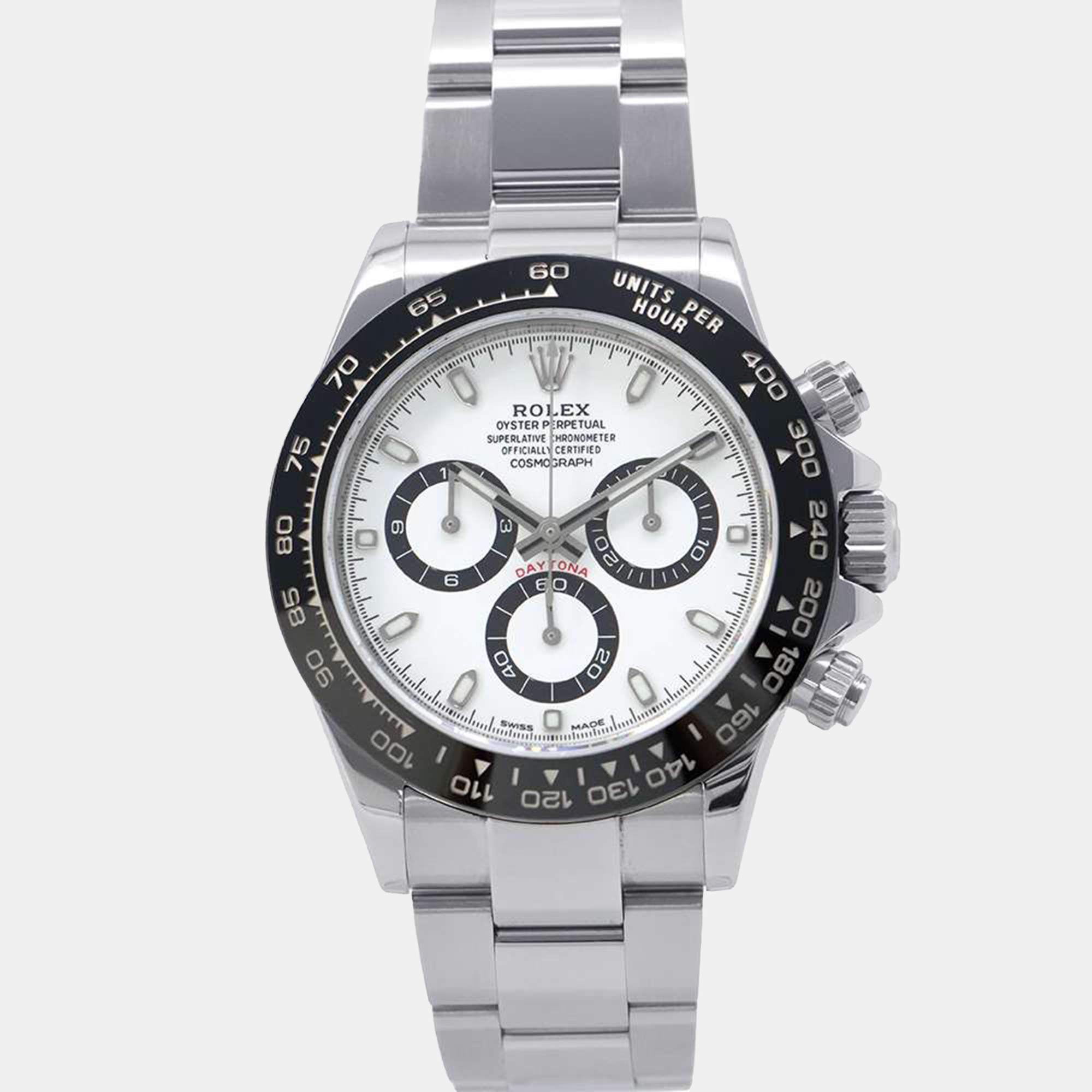 Rolex White Stainless Steel Cosmograph Daytona 116500LN Automatic Men's Wristwatch 40 mm