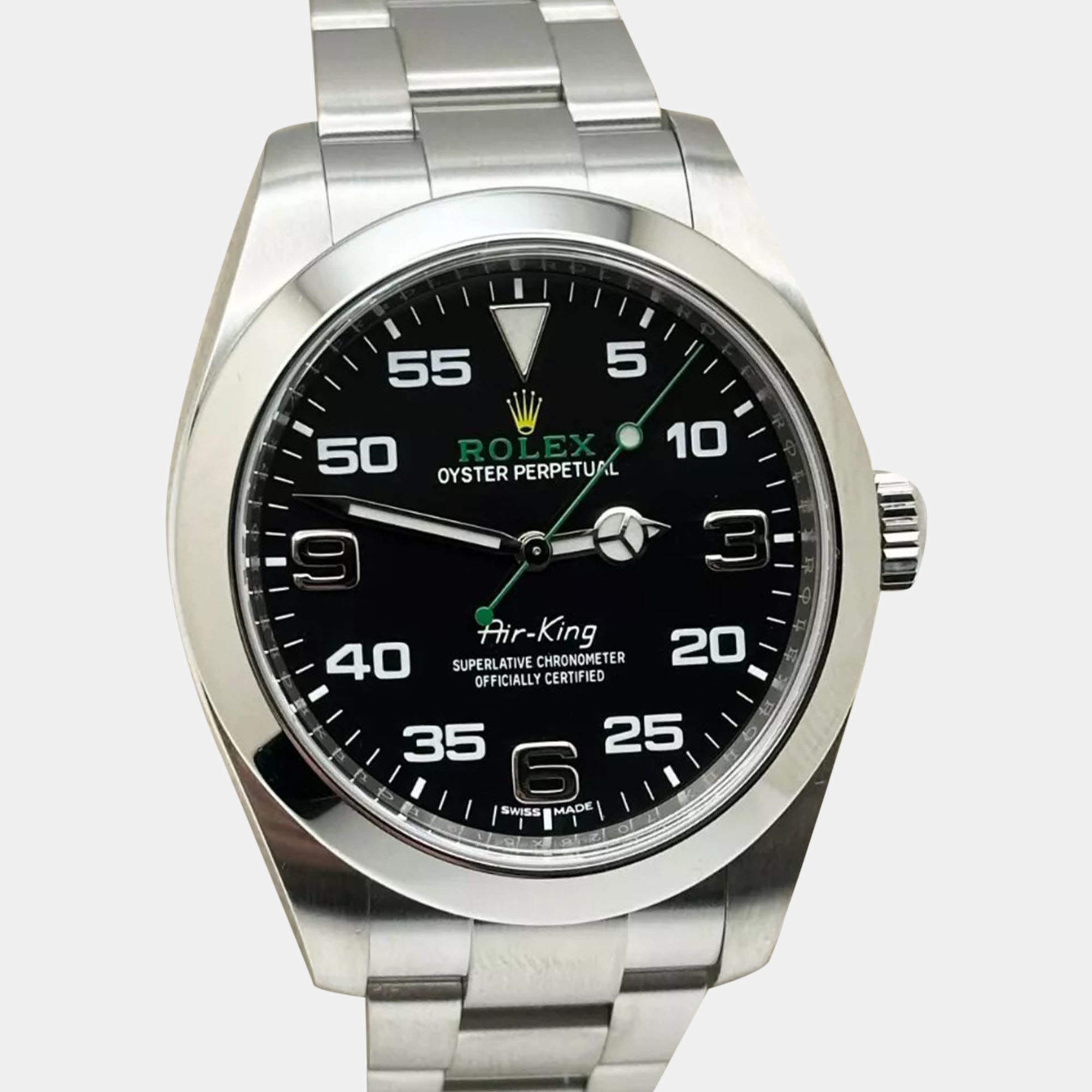 Rolex Black Stainless Steel Air-King 116900 Automatic Men's Wristwatch 40 mm