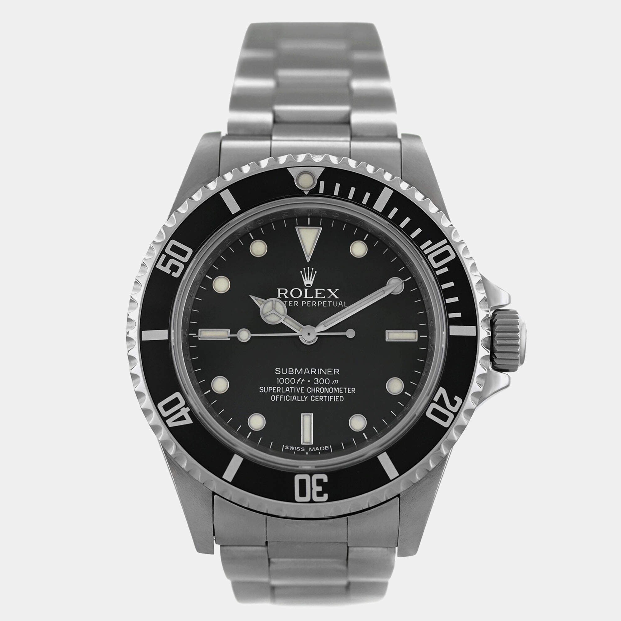 Rolex Black Stainless Steel Submariner 14060M Automatic Men's Wristwatch 40mm