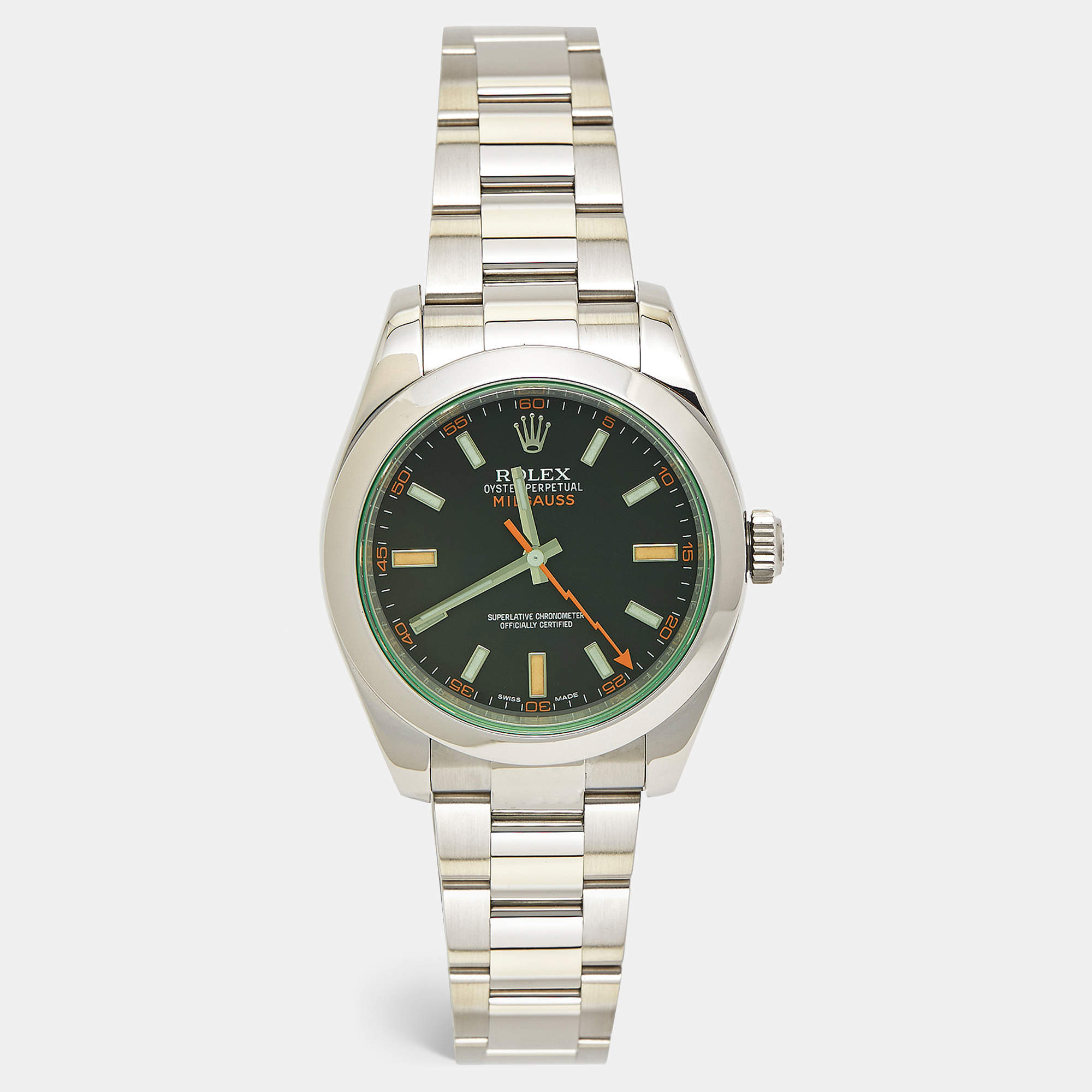 Rolex Black Dial Oystersteel Milgauss M116400GV-0001 Men's Wristwatch 40 mm