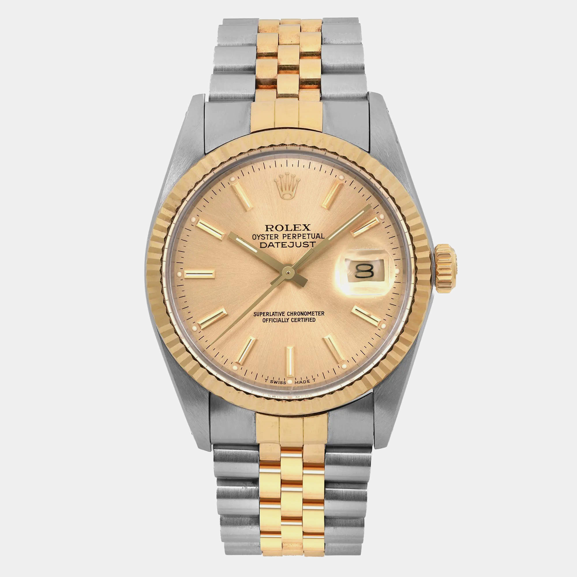 Rolex Champagne 18K Yellow Gold Datejust 16013 Automatic Men's Wristwatch 36mm