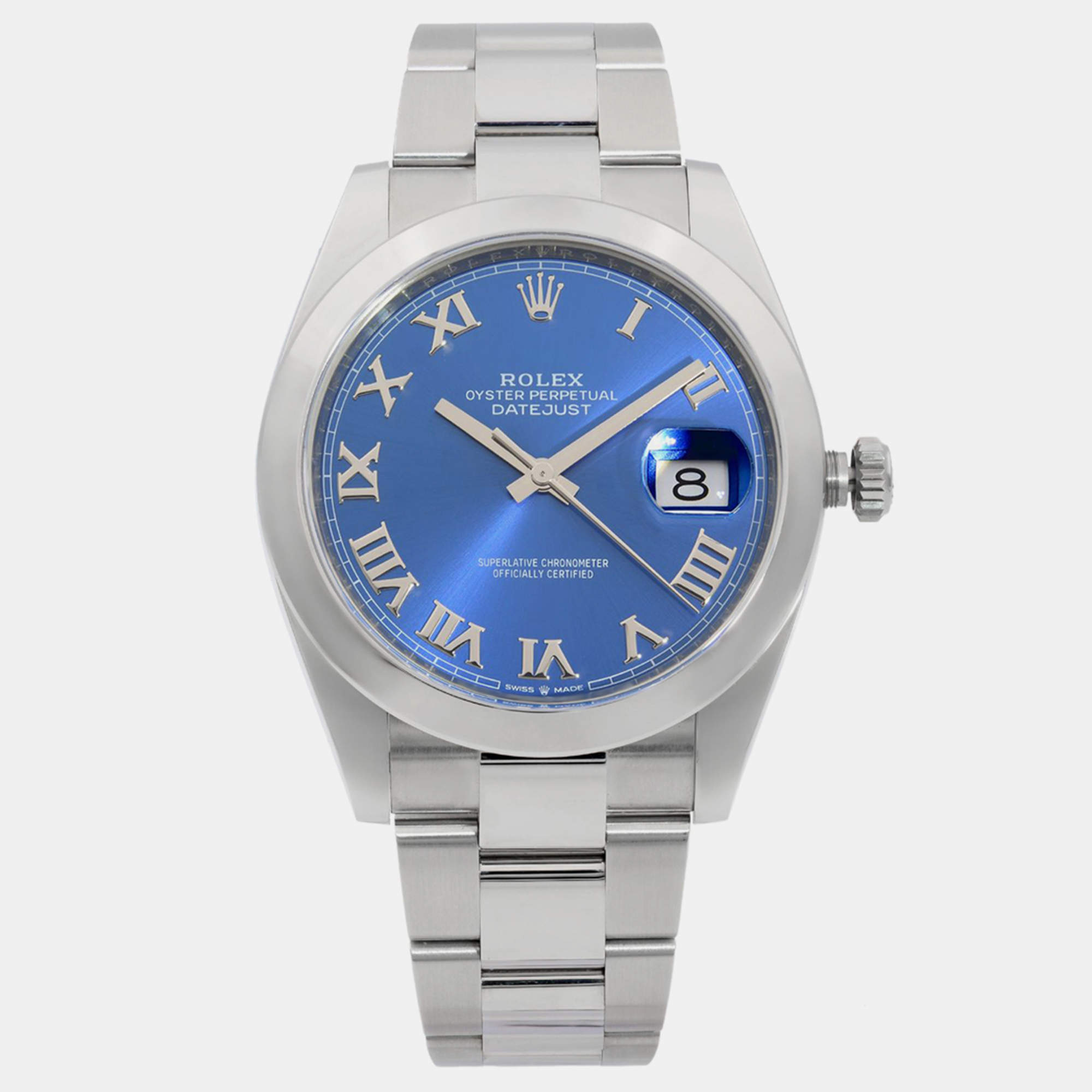Rolex Blue Stainless Steel Datejust 126300 Automatic Men's Wristwatch 41 mm