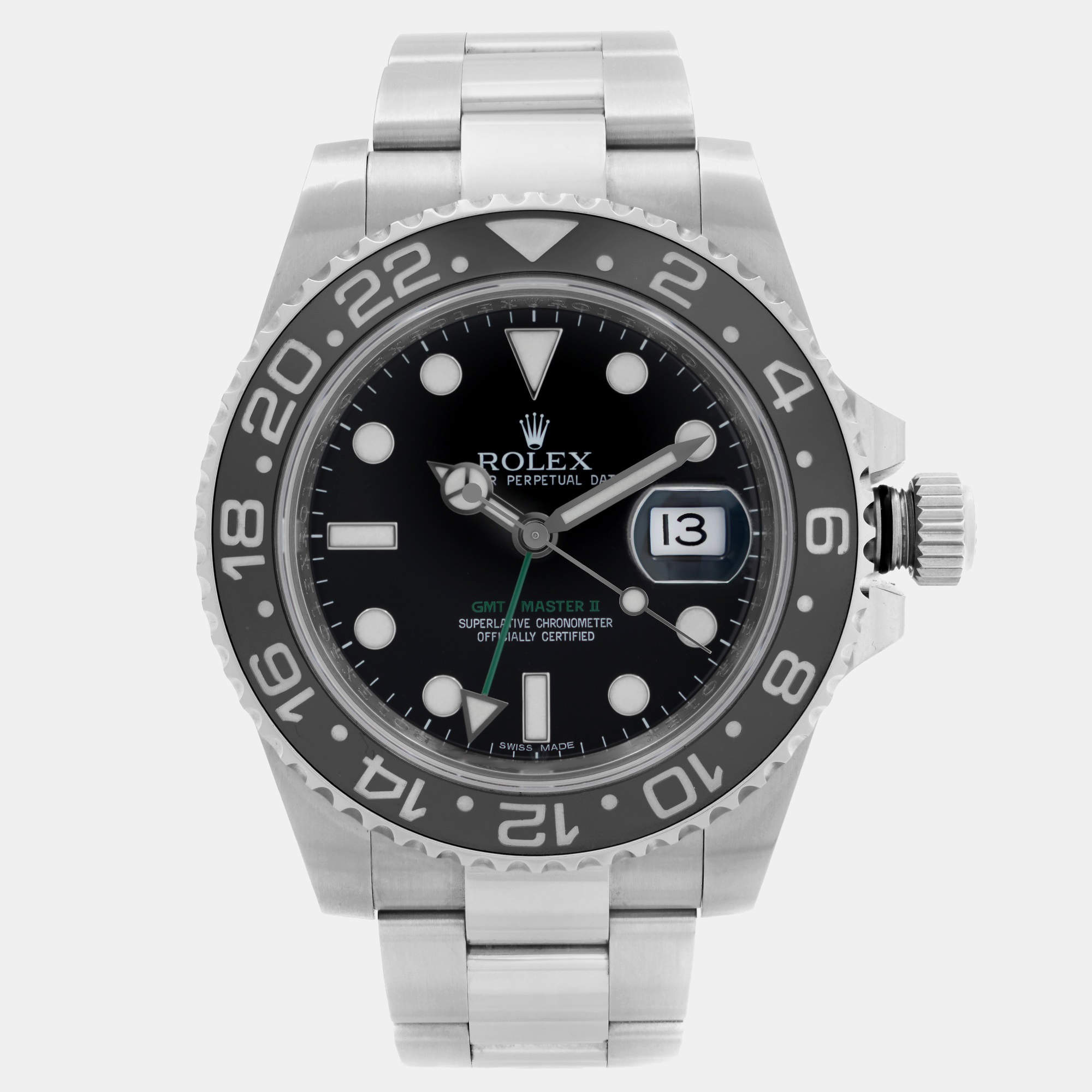 Rolex Black Stainless Steel GMT Master II Automatic Men's Wristwatch 40 mm