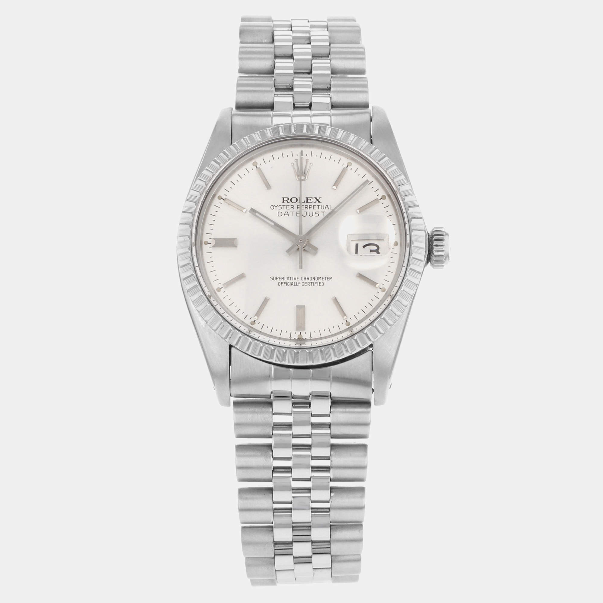 Rolex Silver Stainless Steel Datejust 16030 Automatic Men's Wristwatch 36 mm