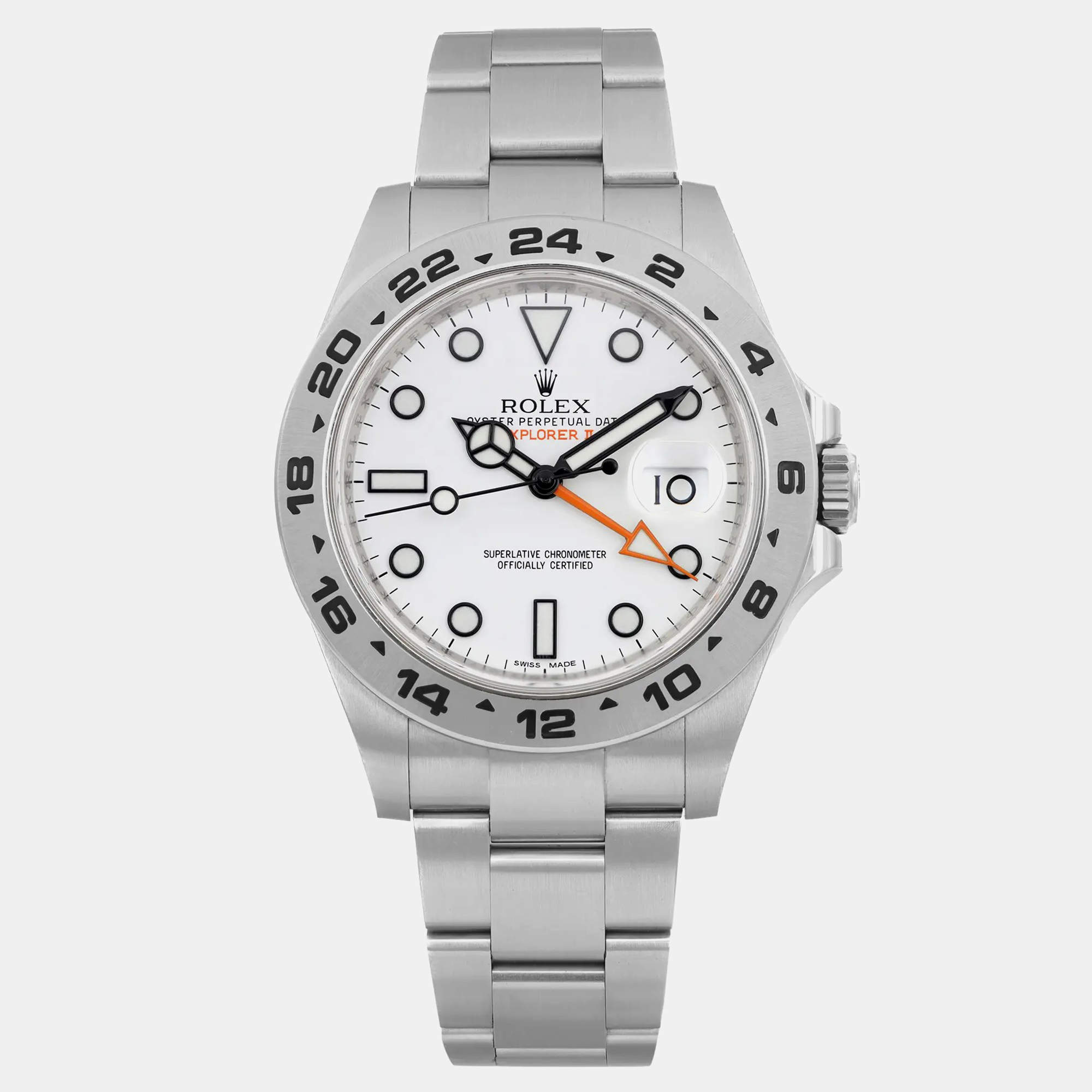 Rolex White Stainless Steel Explorer II 216570 Automatic Men's Wristwatch 42 mm