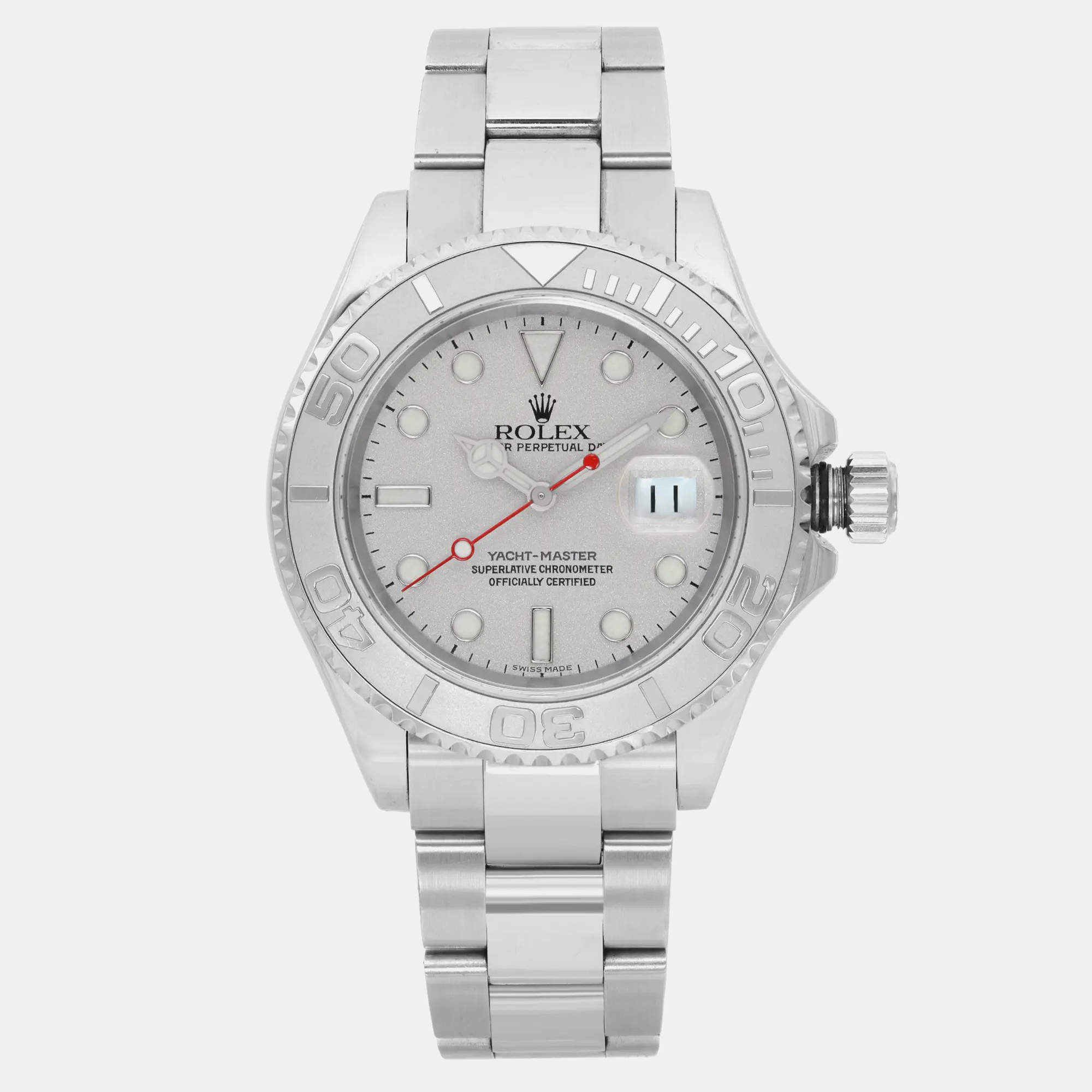 Rolex Silver Stainless Steel Yacht-Master 16622 Automatic Men's Wristwatch 40 mm