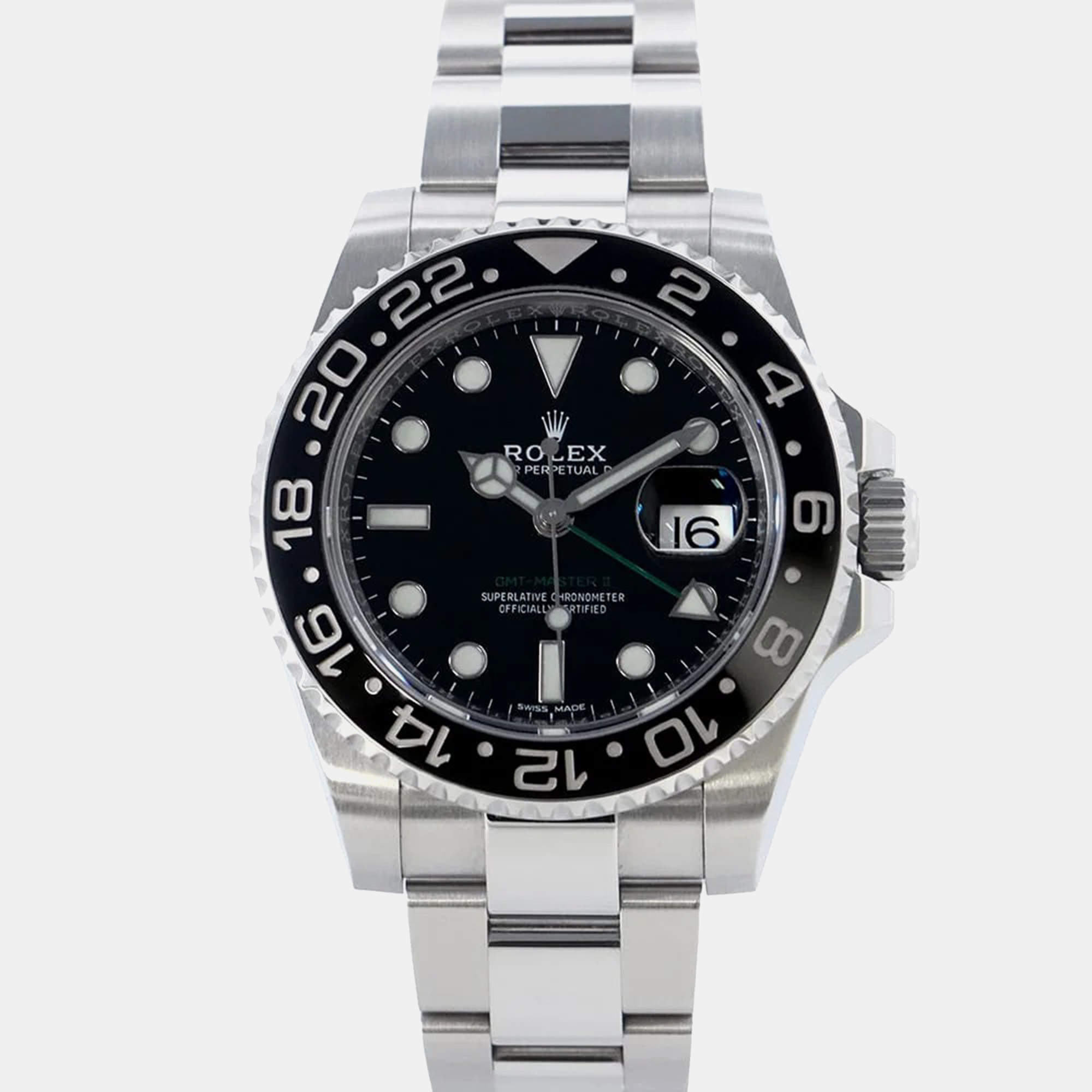 Rolex Black Stainless Steel GMT-Master II 116710LN Automatic Men's Wristwatch 40mm
