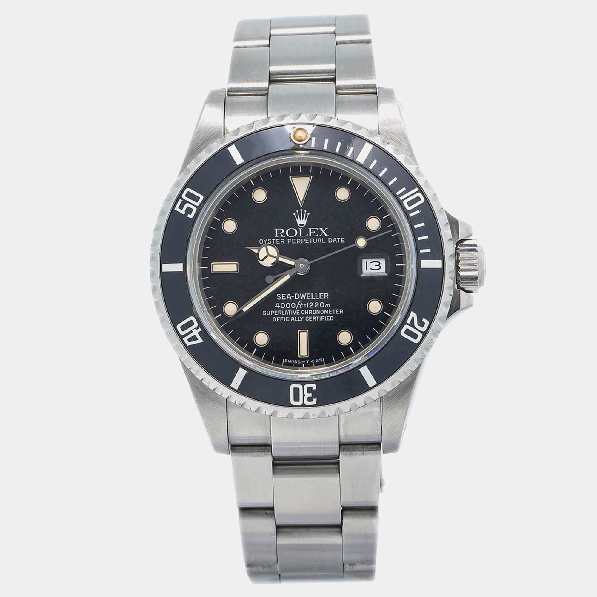 Rolex Black Stainless Steel Sea-Dweller 16660 Automatic Men's Wristwatch 40mm