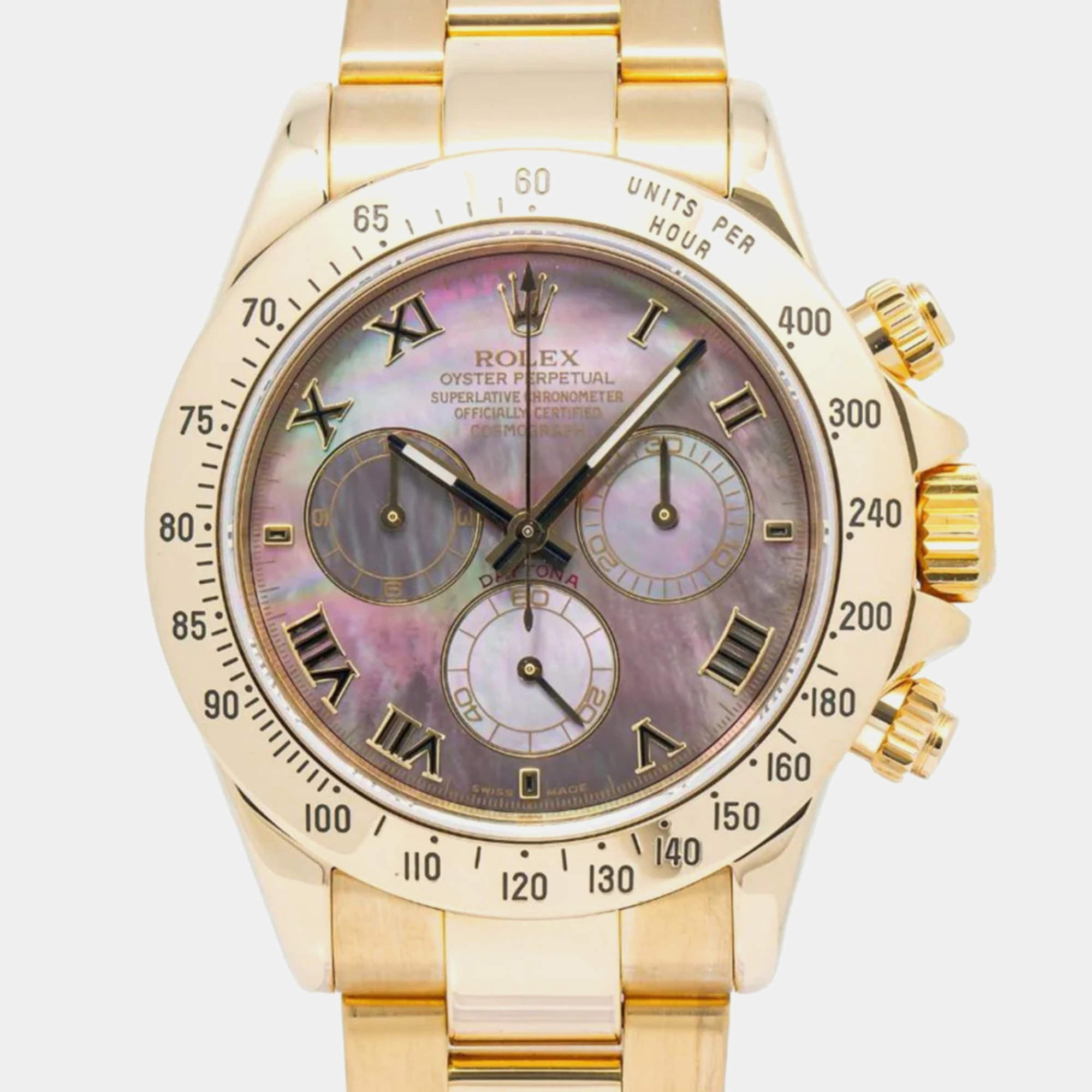 Rolex Daytona 116528 Automatic Tahitian MOP 18K Yellow Men's Wristwatch 40mm