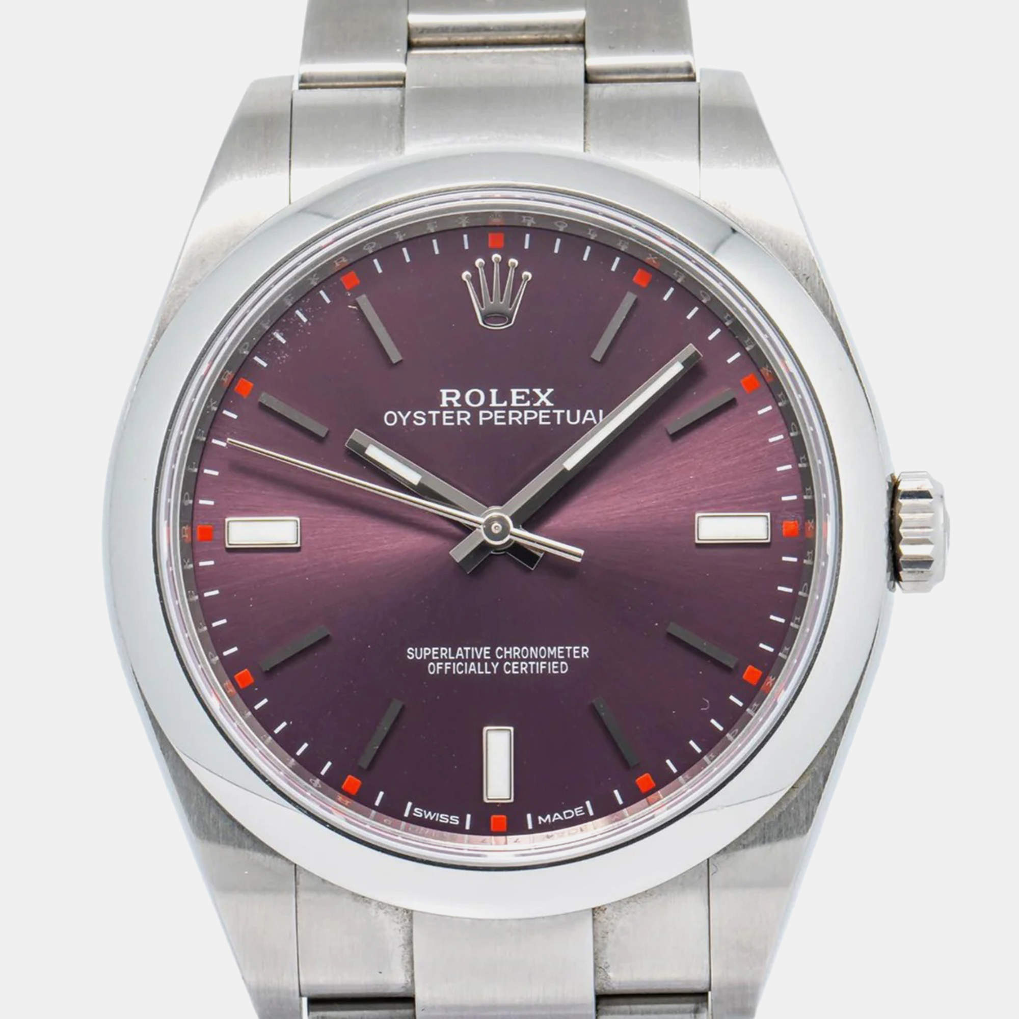 Rolex Oyster Perpetual 114300 Automatic Purple Stainless Steel Men's Wristwatch 39mm