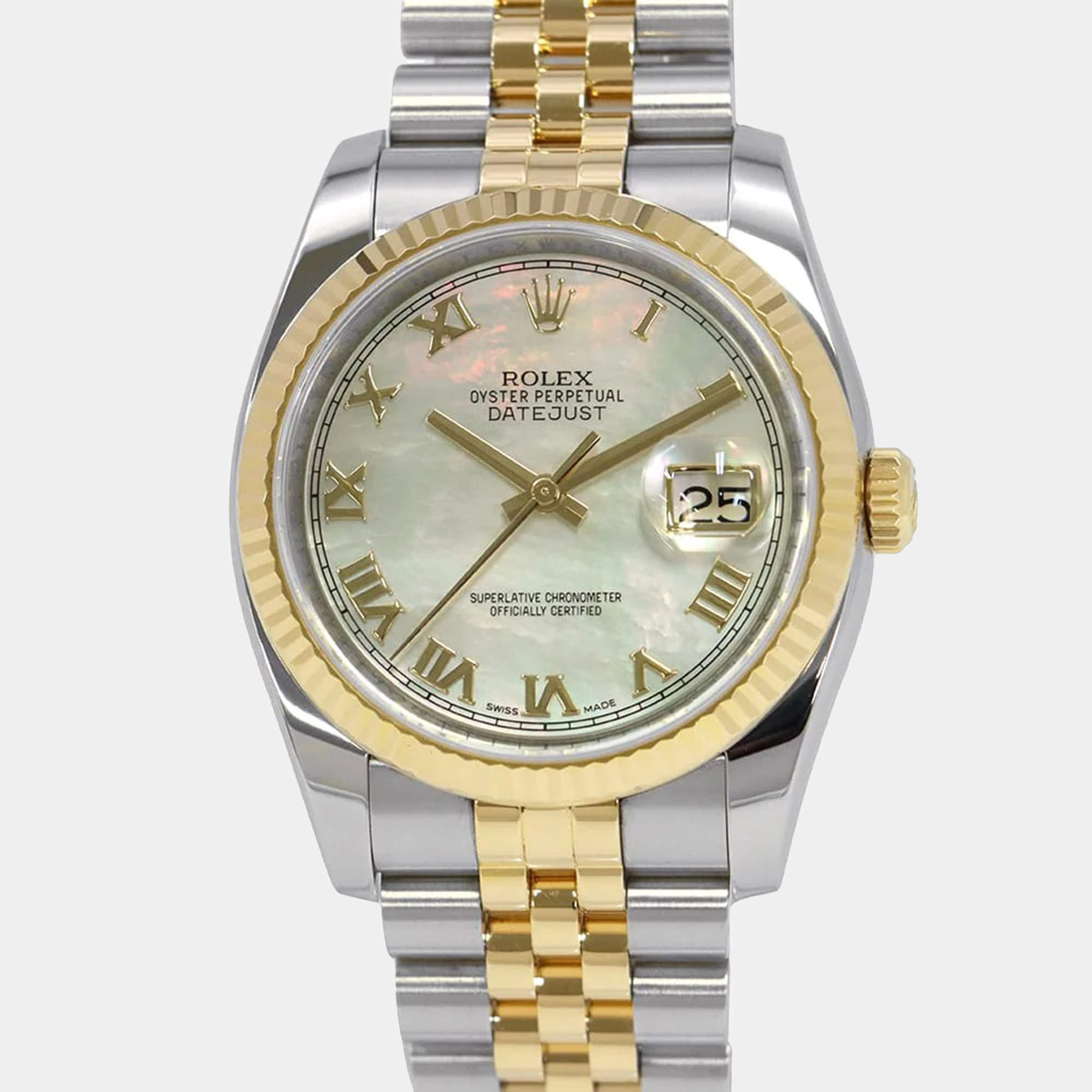 Rolex Datejust 116233NR Automatic 18k Yellow Gold Stainless Steel Men's Wristwatch 36 mm