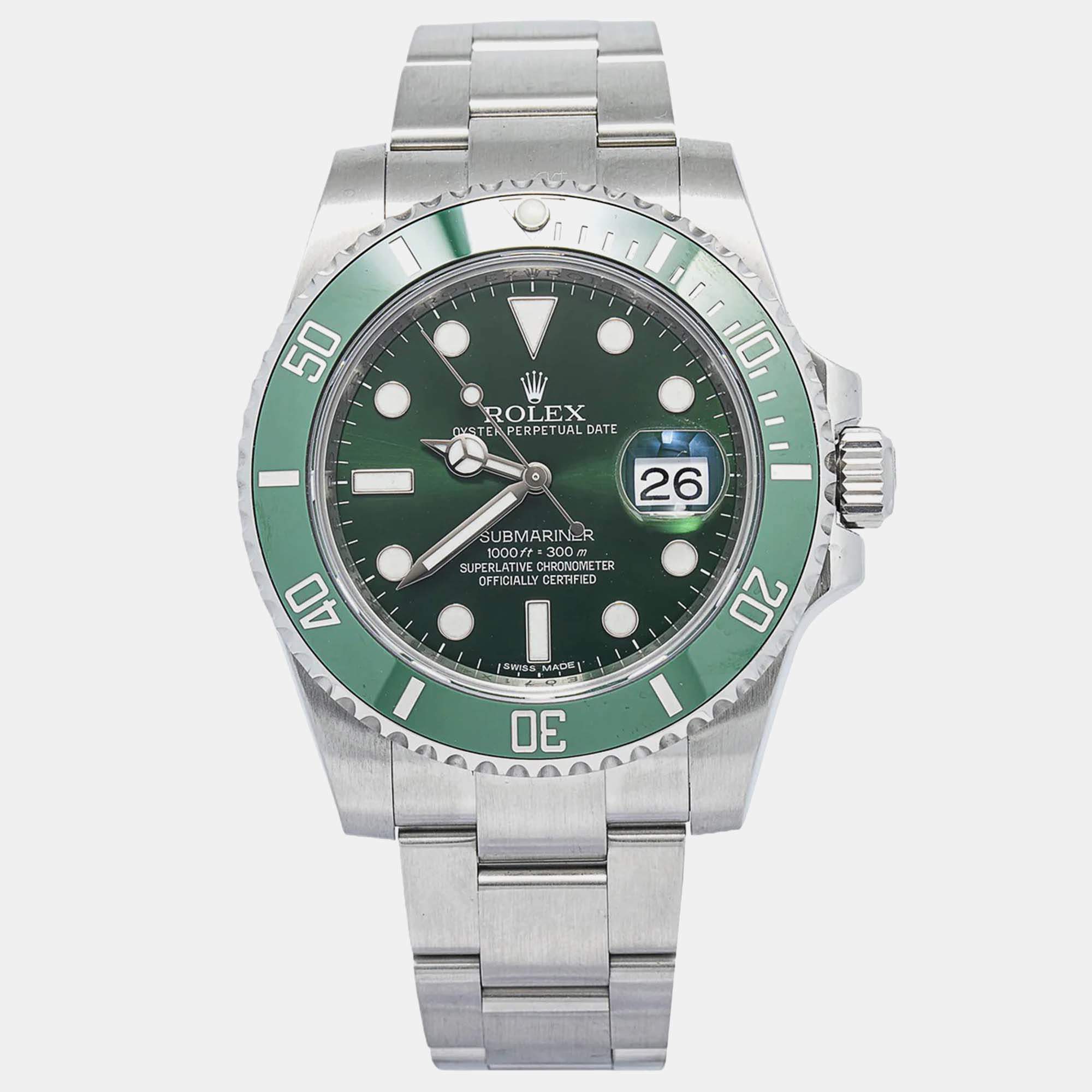 Rolex Submariner Date 116610LV Automatic Green Stainless Steel Men's Wristwatch 40mm