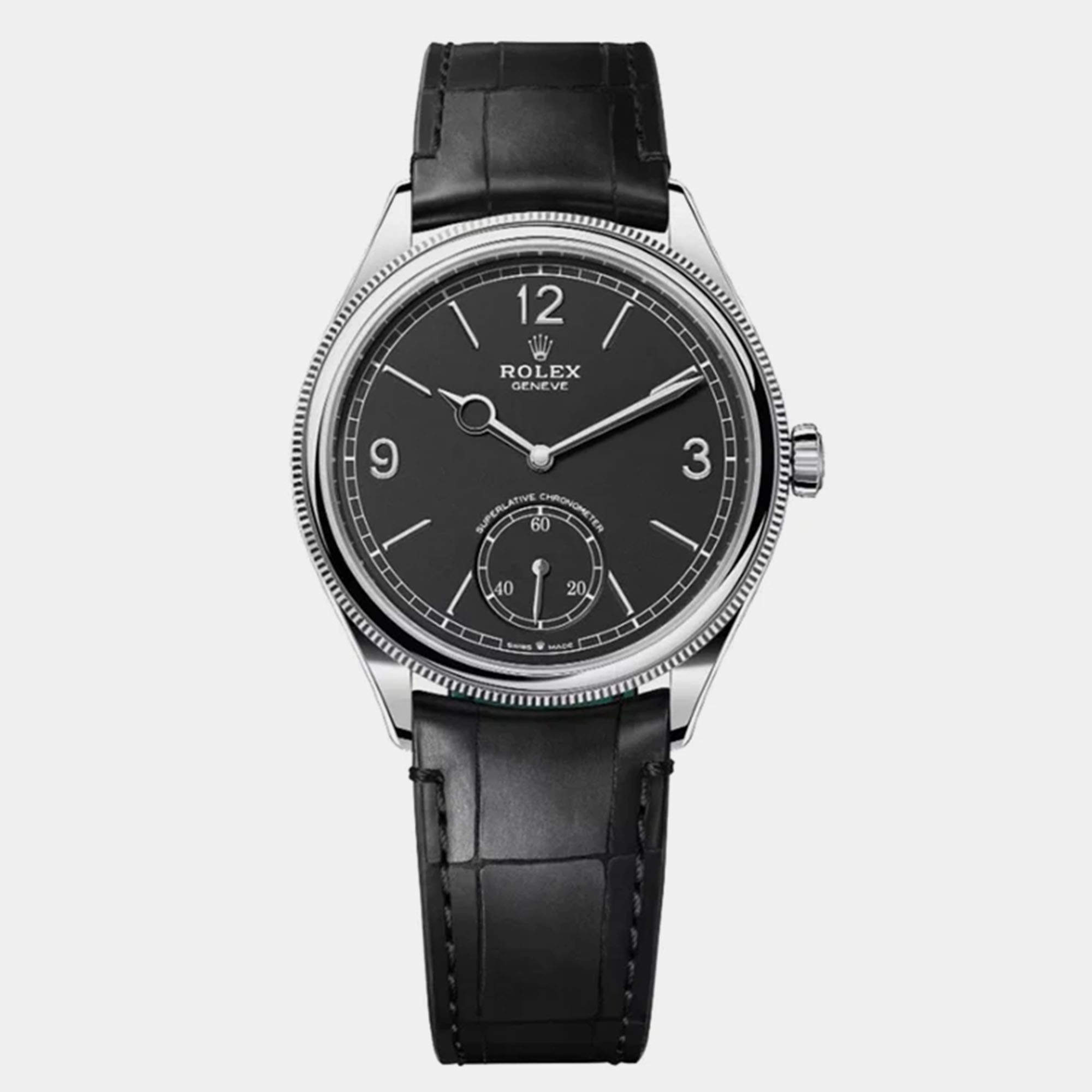 Rolex Perpetual 1908 52509 Automatic Black 18K White Gold Men's Wristwatch 39mm