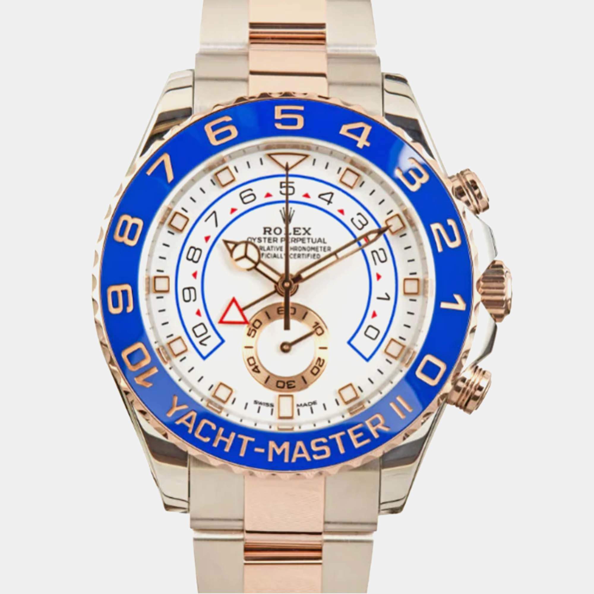 Rolex Yacht-Master II 116681 Automatic White 18K Rose Gold Stainless Steel Men's Wristwatch 44 mm