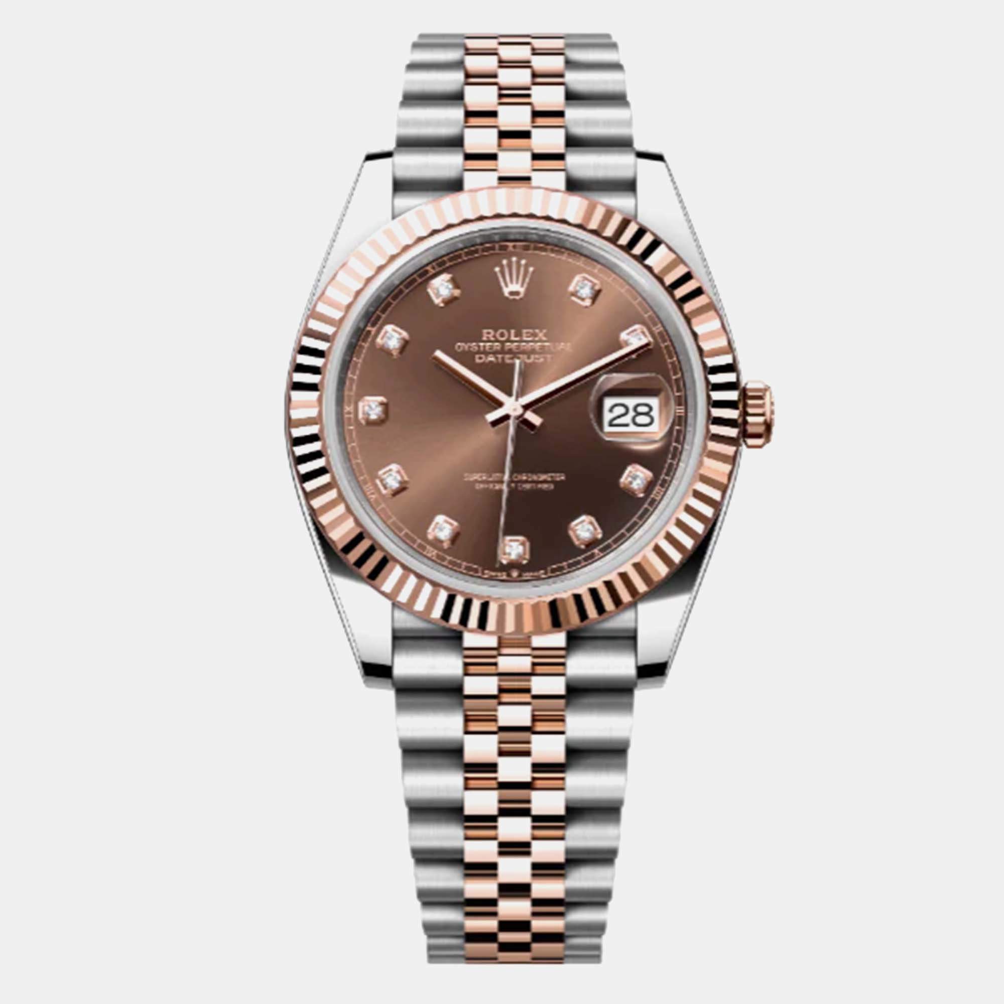 Rolex Datejust 126331 Automatic Brown 18K Rose Gold Diamond Stainless Steel Men's Wristwatch 41 mm