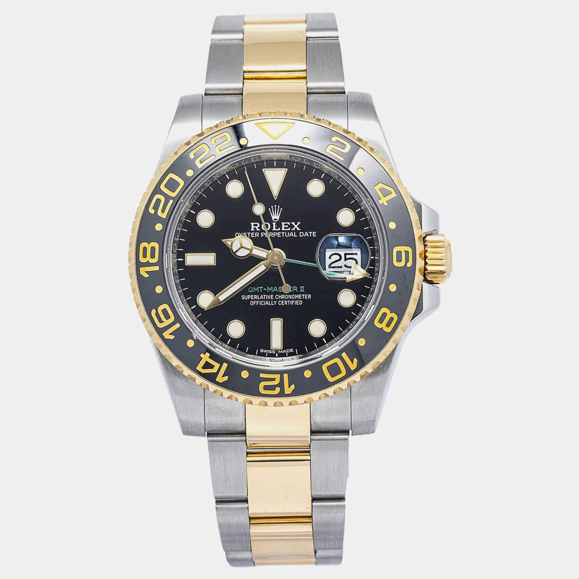 Rolex GMT-Master II 116713 Automatic Black 18k Yellow Gold Stainless Steel Men's Watch 40mm