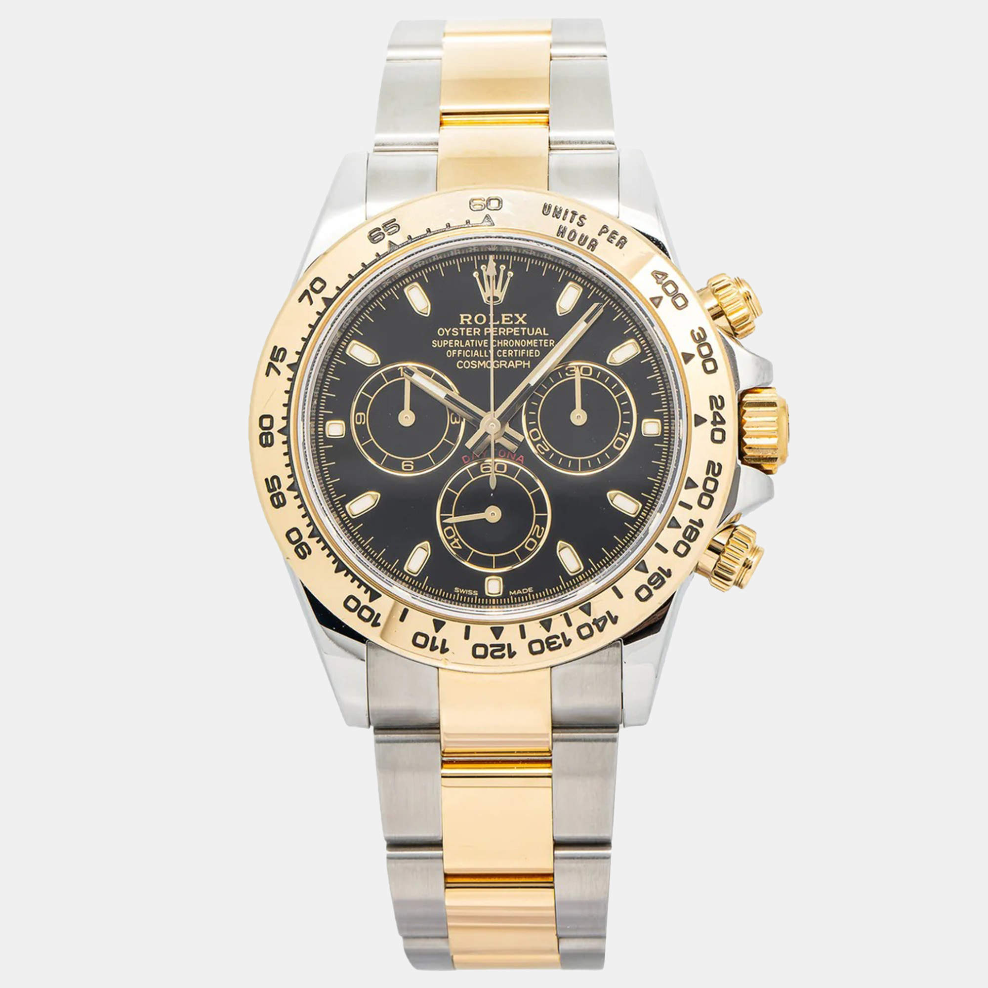 Rolex Daytona 116503 Automatic Black 18K Yellow Gold Stainless Steel Men's Wristwatch 40mm