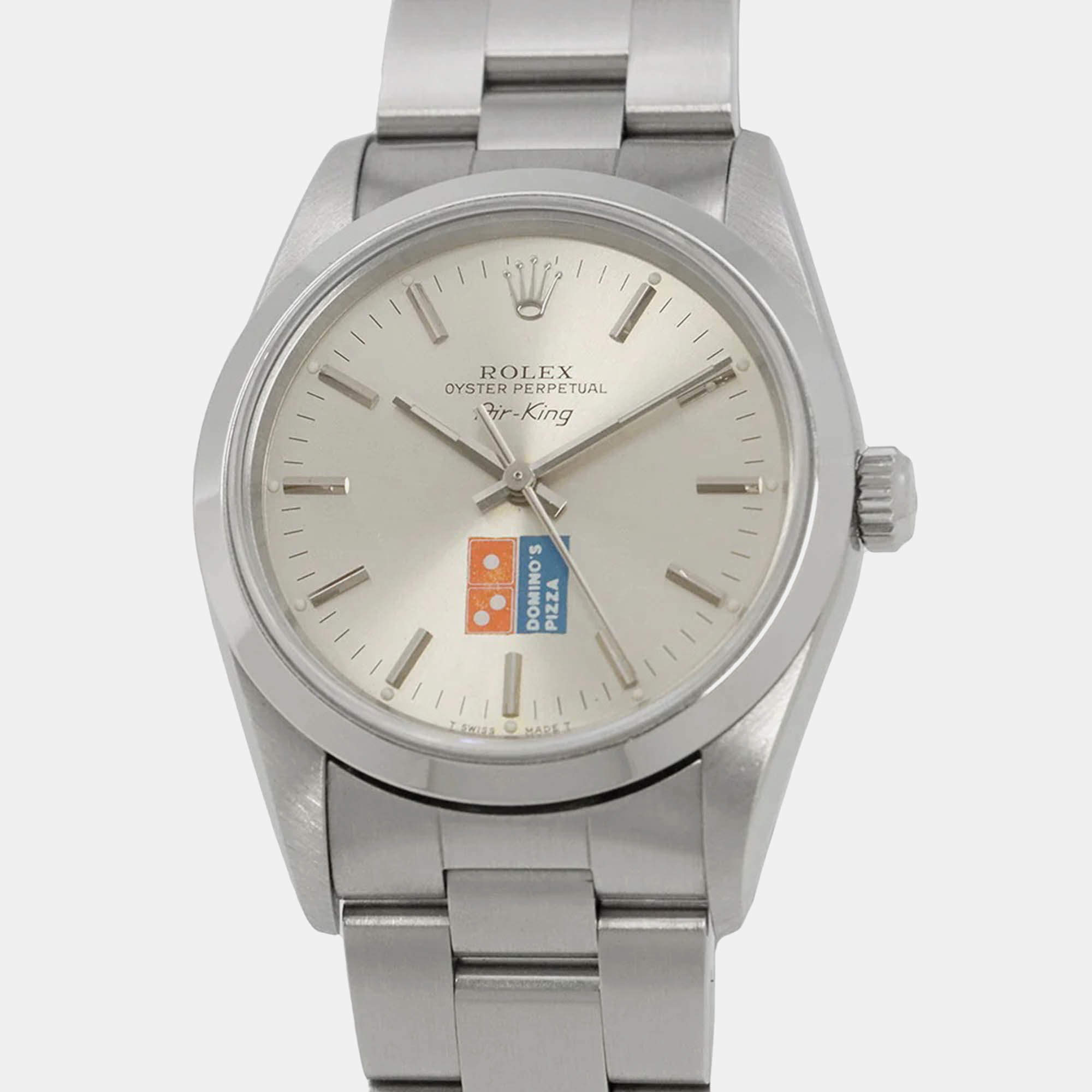 Pre Owned Rolex Air-King 14000 Automatic Silver Stainless Steel Men's Wristwatch 34 mm