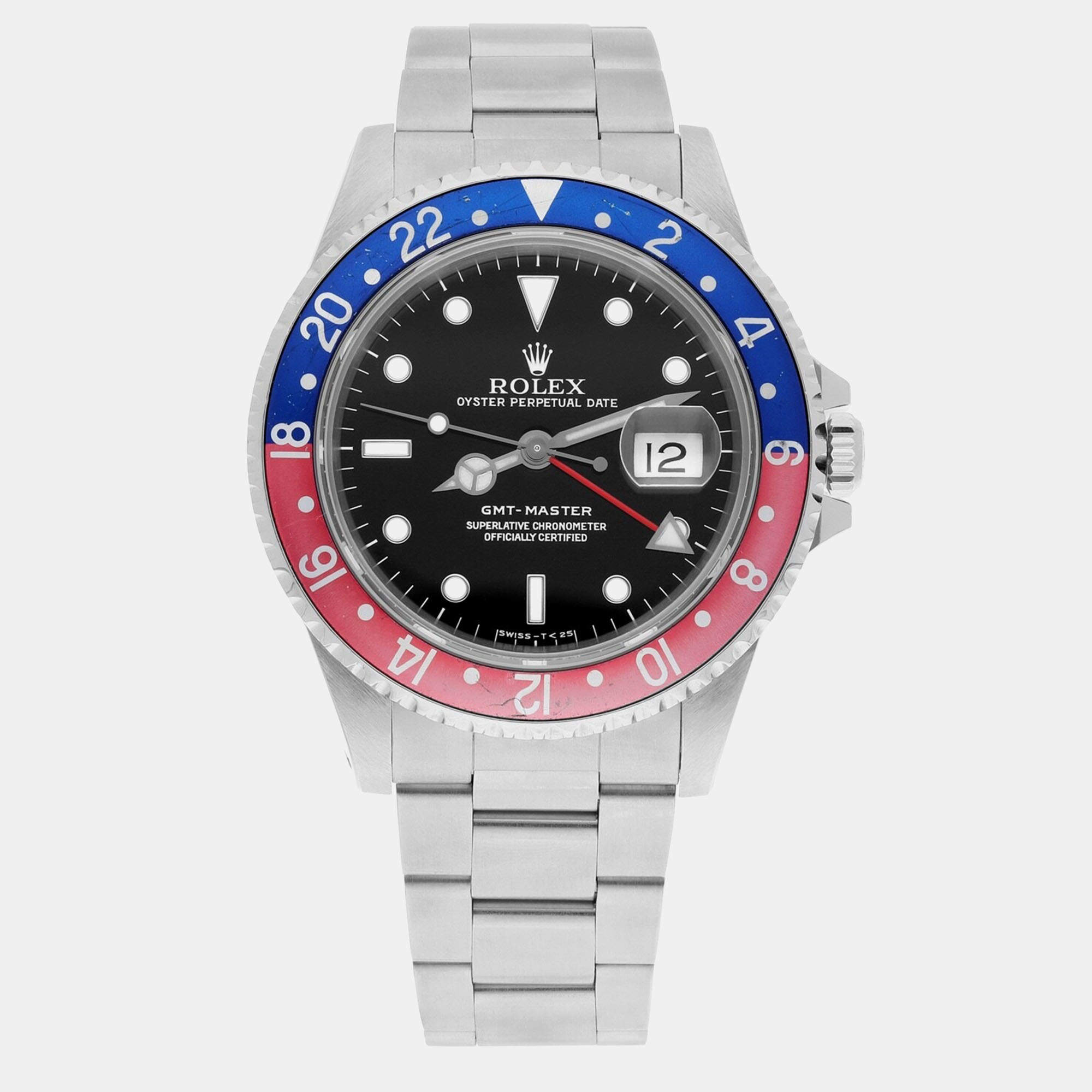 Pre Owned Rolex GMT-Master 16700 Automatic Black Stainless Steel Men's Wristwatch 40 mm