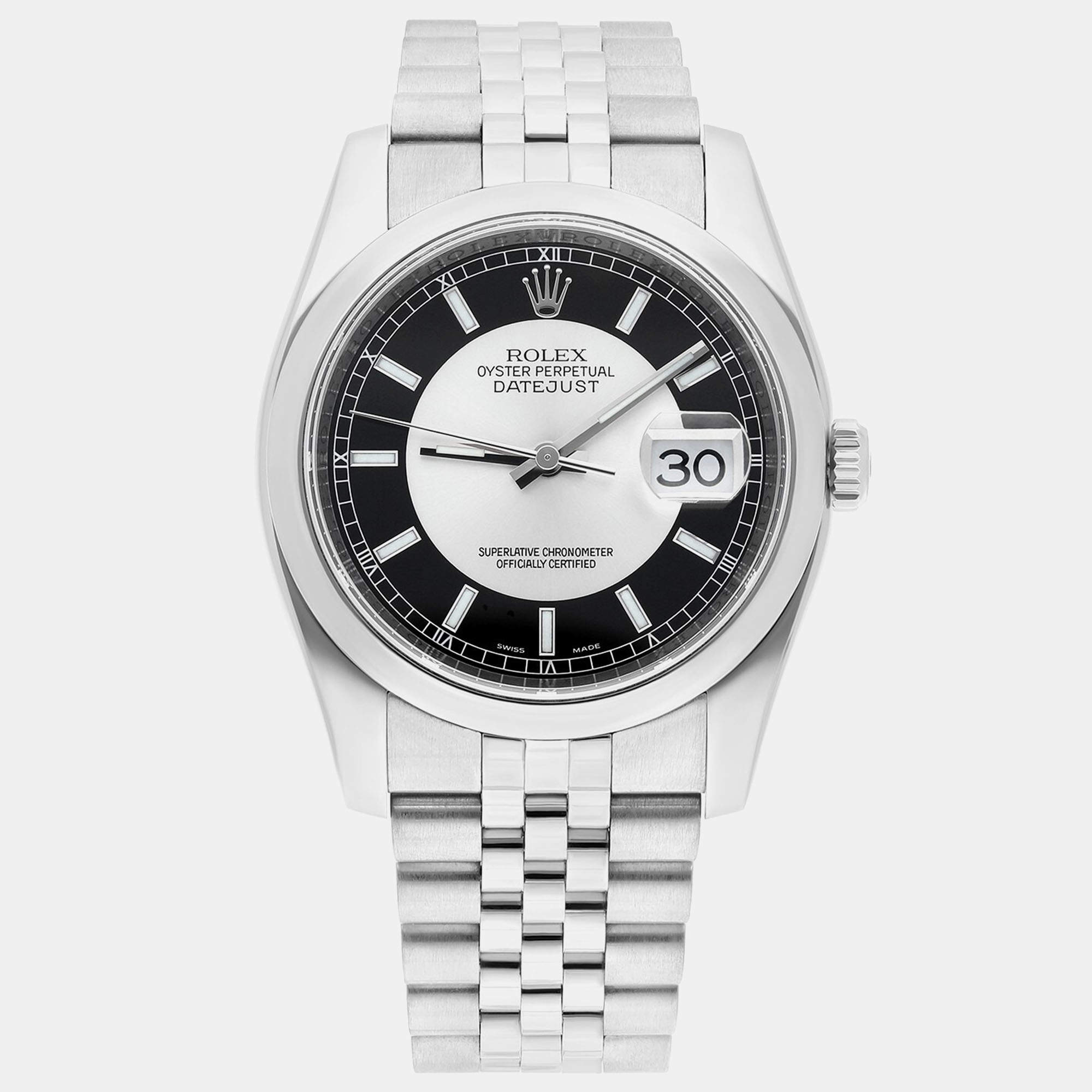 Pre Owned Rolex Datejust 116200 Automatic Black Stainless Steel Men's Wristwatch 36 mm