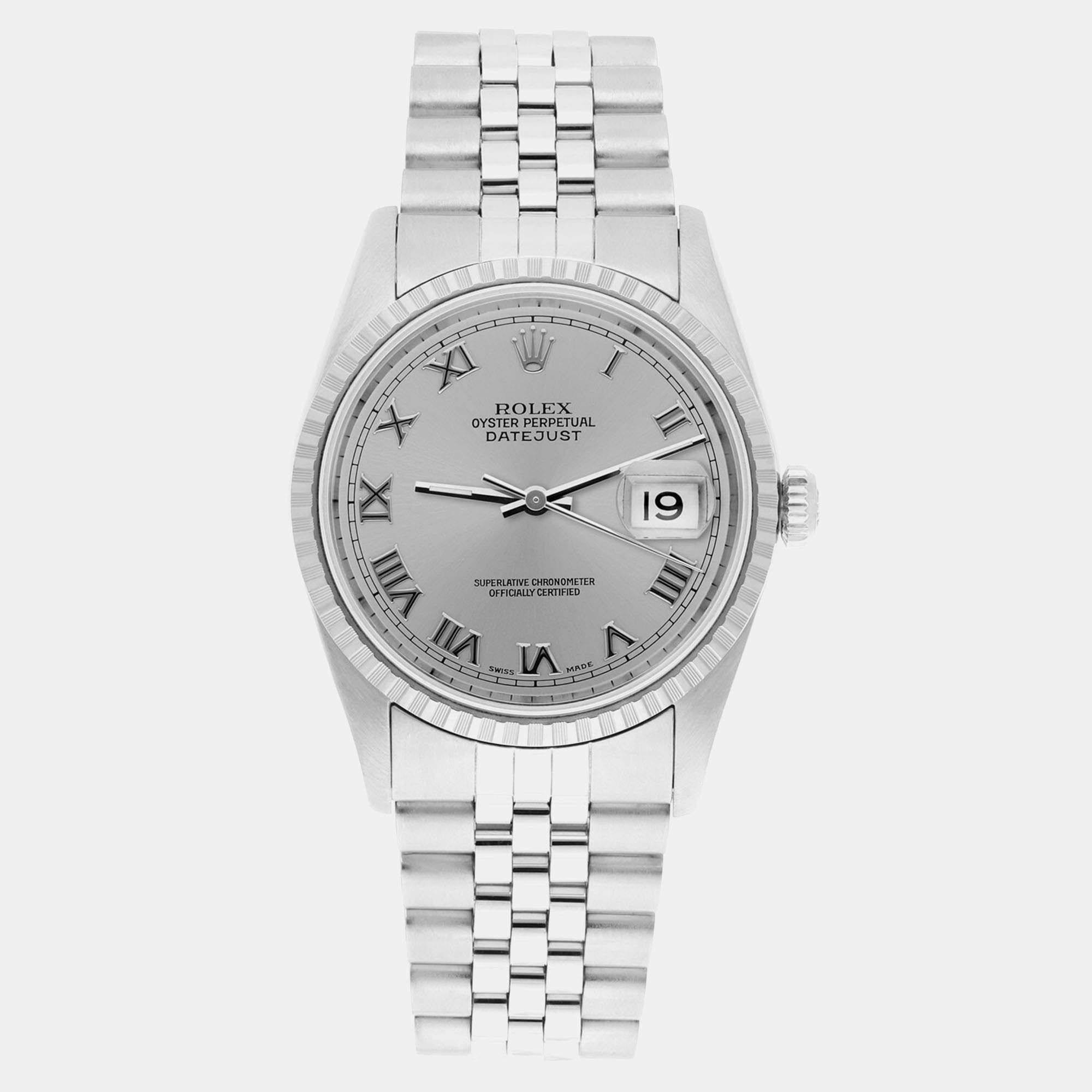 Pre Owned Rolex Datejust 16220 Automatic Silver Stainless Steel Men's Wristwatch 36 mm