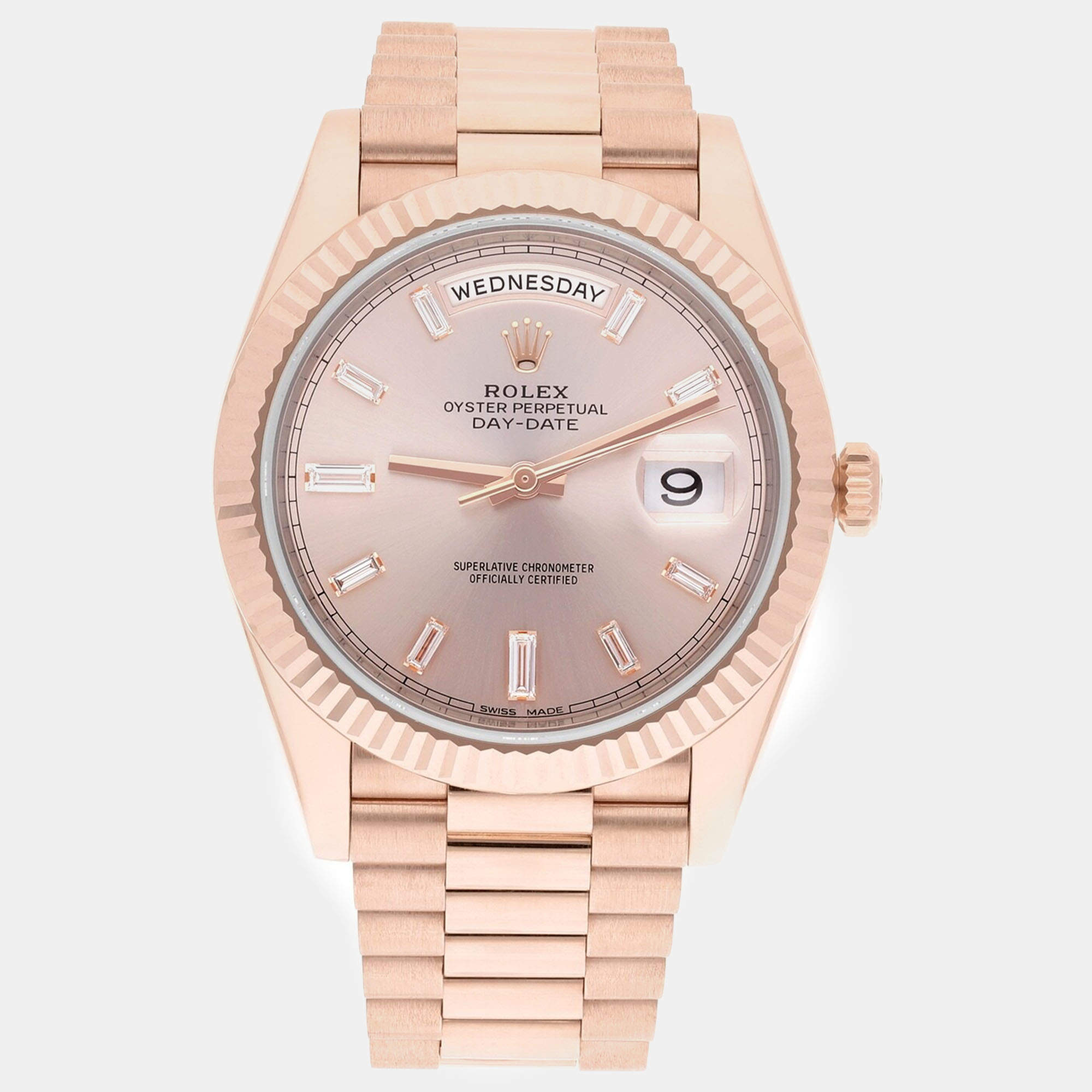 Pre Owned Rolex Day-Date 228235 Automatic Pink 18k Rose Gold Men's Wristwatch 40 mm