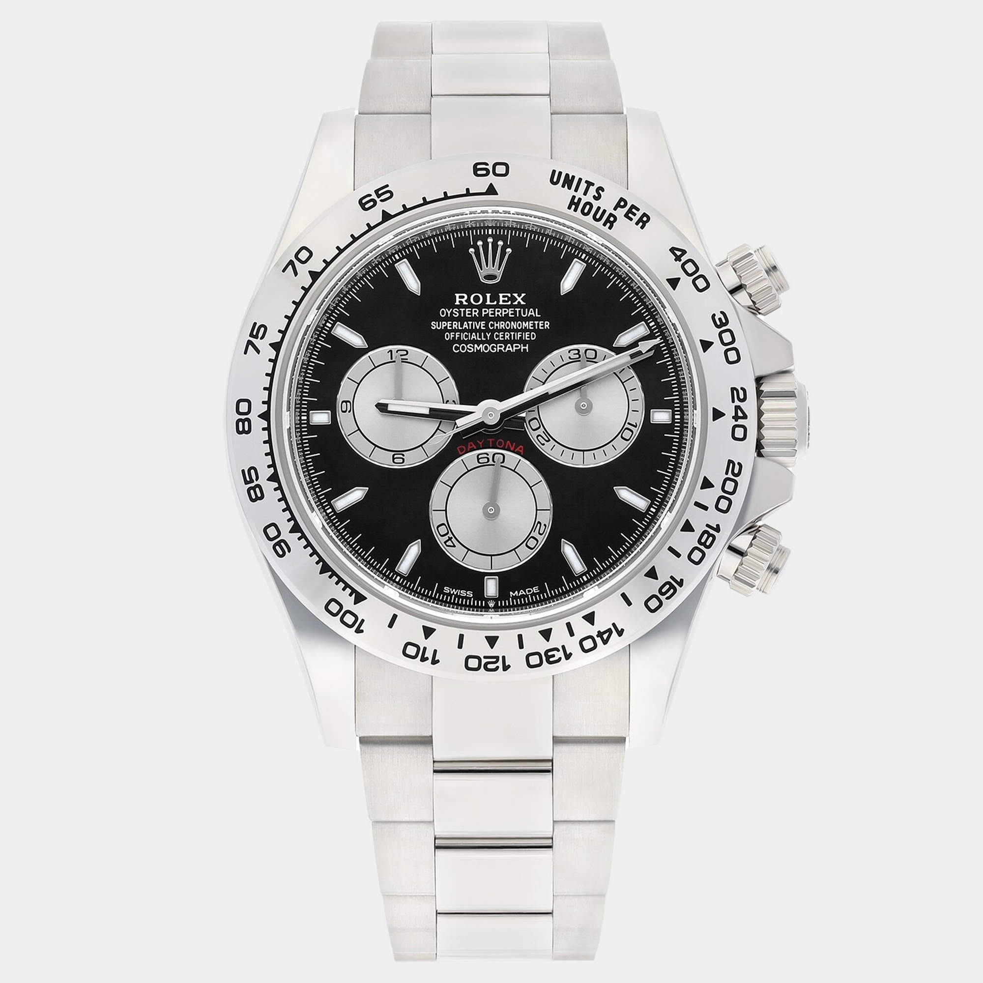 Pre Owned Rolex Cosmograph Daytona 126509 Automatic Black 18k White Gold Men's Wristwatch 40 mm
