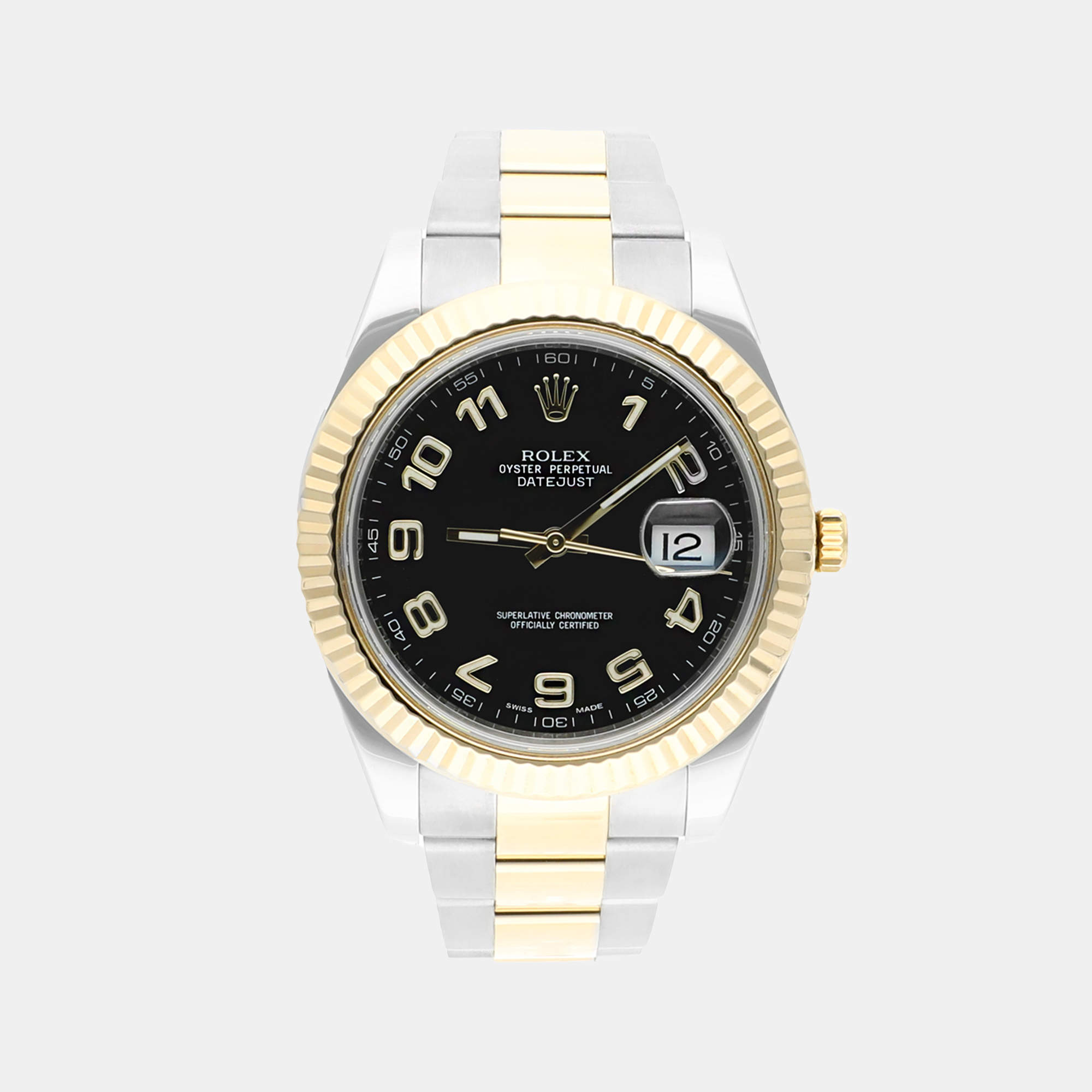 Pre Owned Rolex Datejust 116333 Automatic Black 18k Yellow Gold Stainless Steel Men's Wristwatch 41 mm