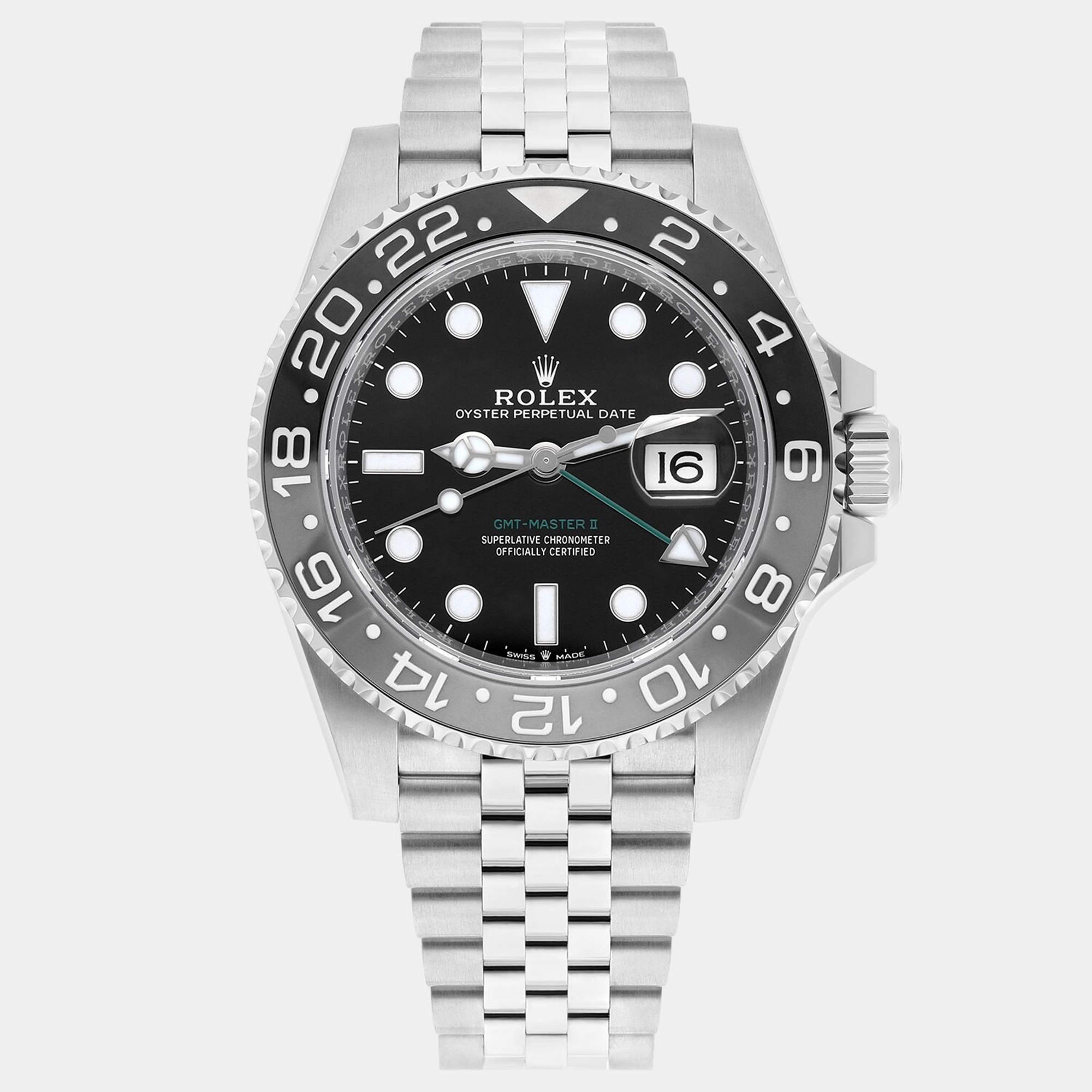 Pre Owned Rolex GMT-Master II 126710GRNR Automatic Black Stainless Steel Men's Wristwatch 40 mm