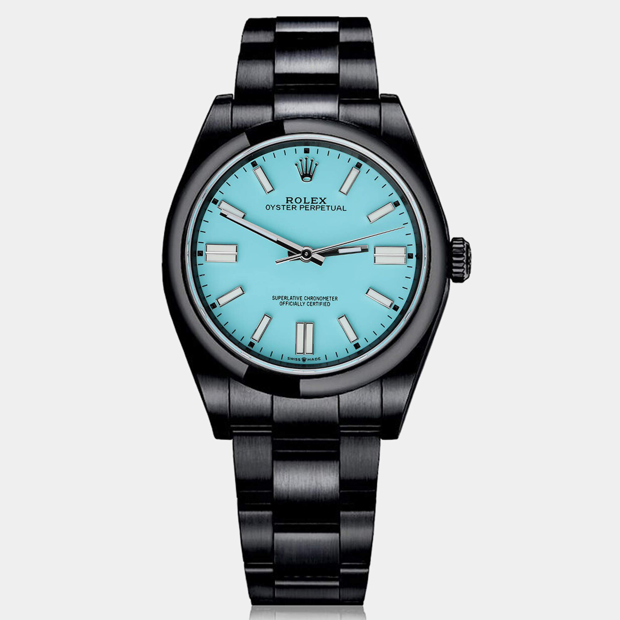 Pre Owned Rolex Oyster Perpetual 114300 Automatic Blue Stainless Steel Men's Wristwatch 39 mm
