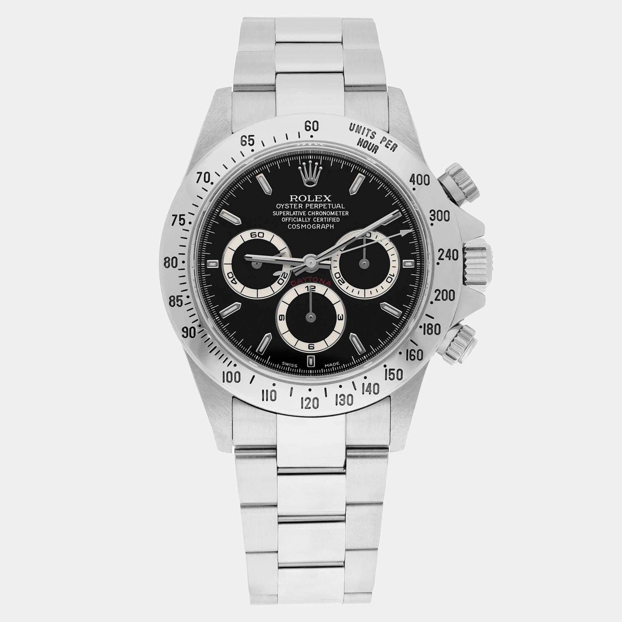 Pre Owned Rolex Cosmograph Daytona 16520 Automatic Black Stainless Steel Men's Wristwatch 40 mm
