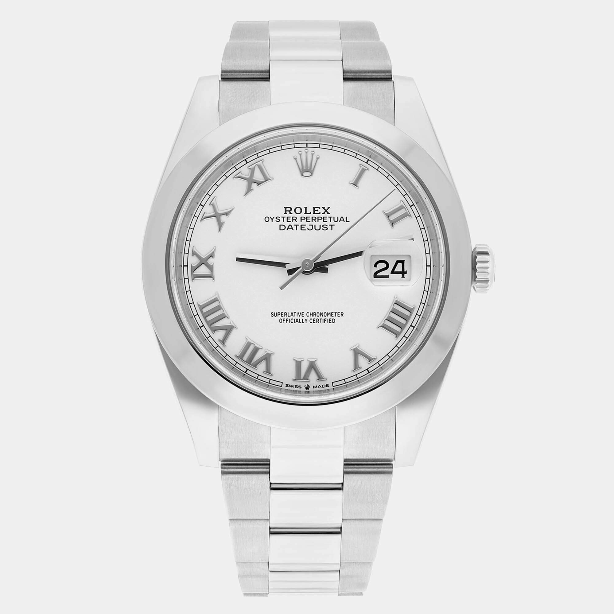 Pre Owned Rolex Datejust 126300 Automatic White Stainless Steel Men's Wristwatch 41 mm