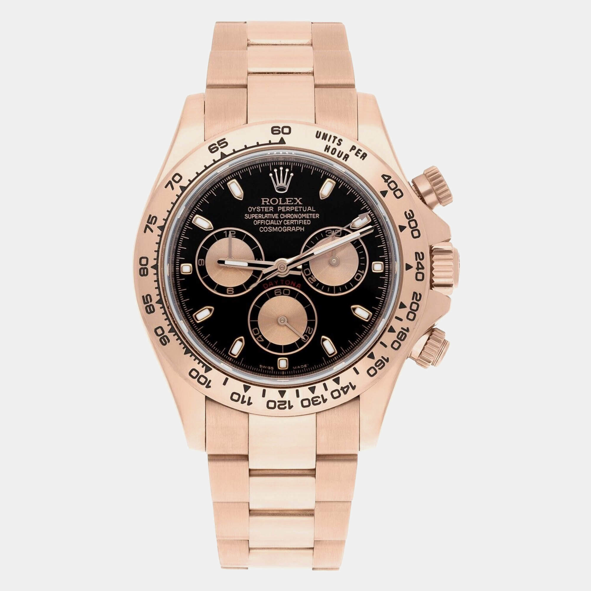 Pre Owned Rolex Cosmograph Daytona 116505 Automatic Black 18k Rose Gold Men's Wristwatch 40 mm