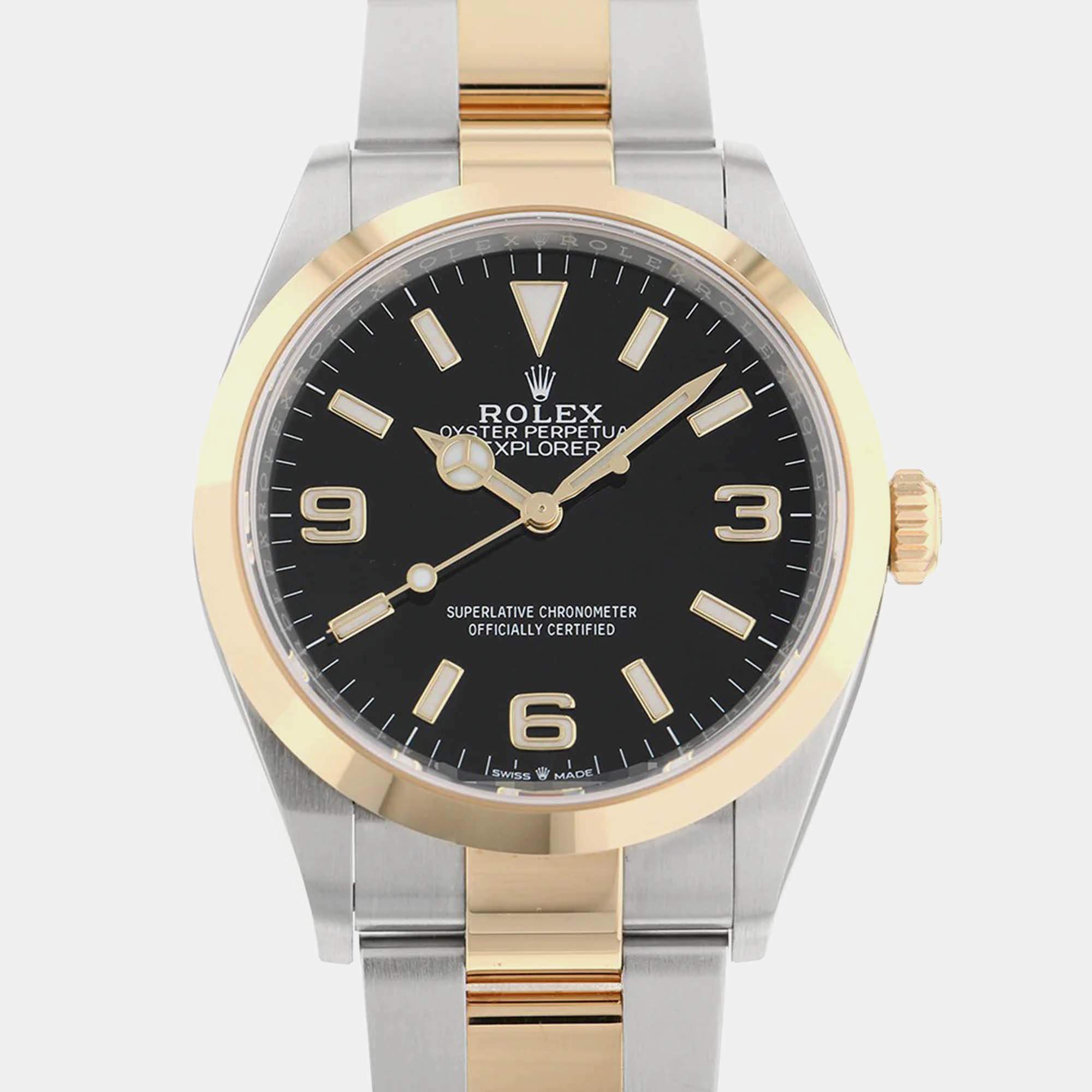 Pre Owned Rolex Explorer 124273 Automatic Black Stainless Steel Men's Wristwatch 36 mm