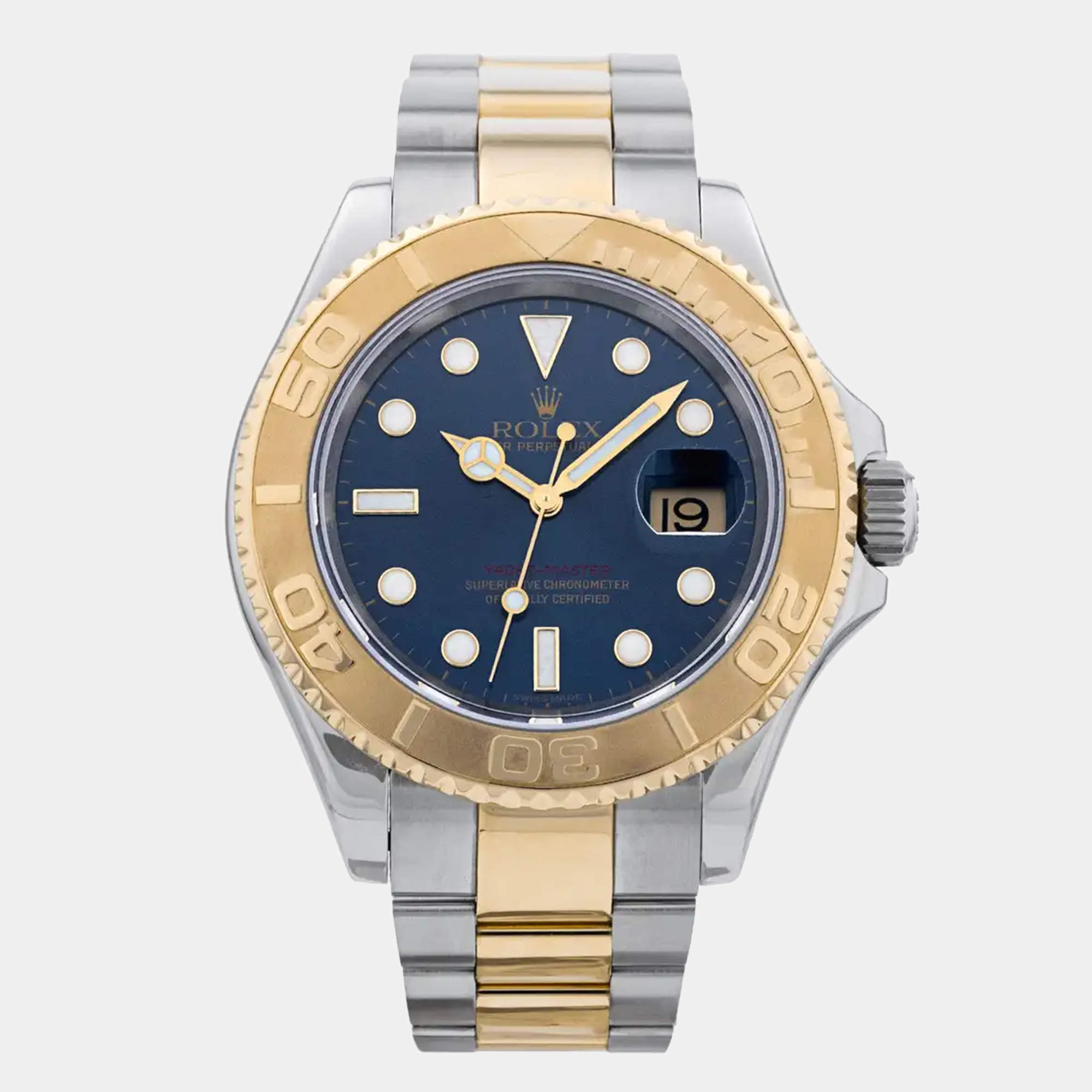 Pre Owned Rolex Yacht-Master 16623 Blue 18K Yellow gold and Stainless Steel Automatic Men's Wristwatch 40mm